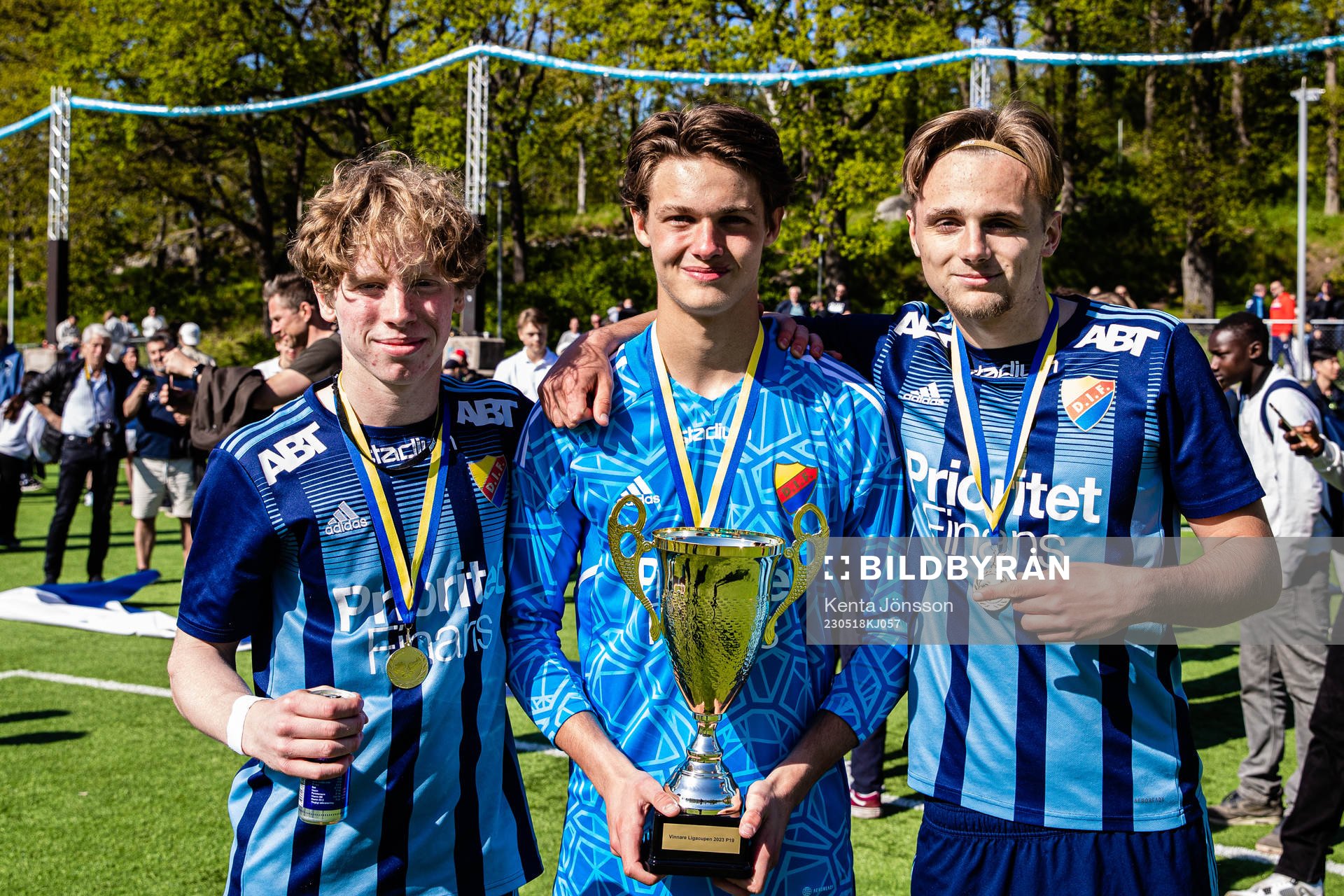Djurgårdens Tom Dahlin, målvakt Max Croon och Oscar