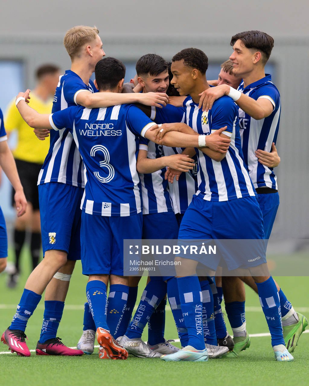 IFK Göteborgs spelare jublar efter finalen i ligacupen mellan IFK Göteborg och Brommapojkarna den 18 maj 2023 i Göteborg.