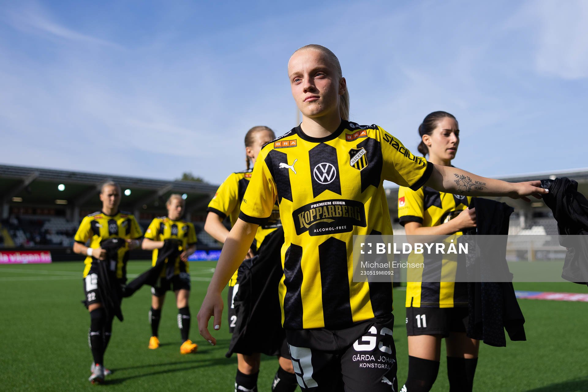 Häckens Anna Sandberg  innan fotbollsmatchen i