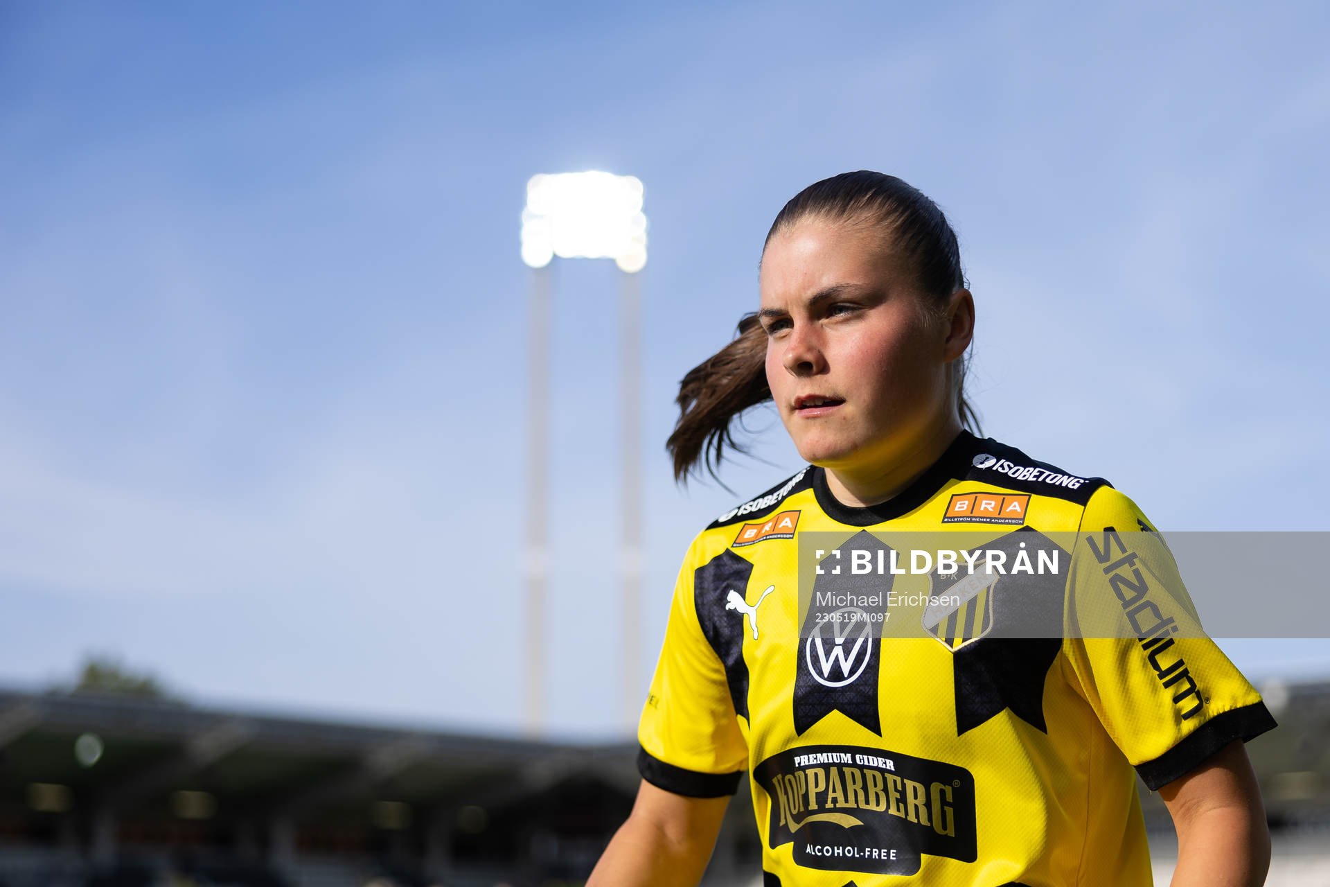 Häckens Hanna Wijk innan fotbollsmatchen i Damallsvenskan
