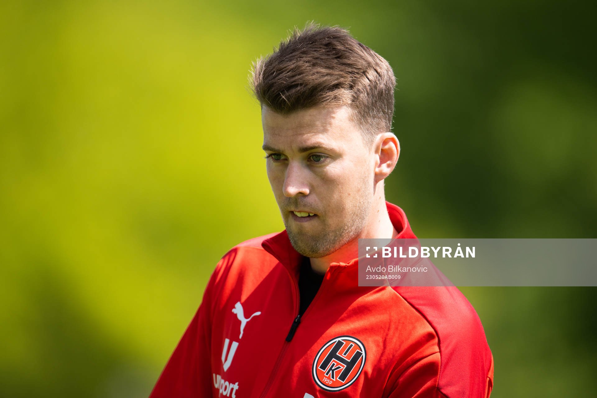 Hittarp IKs assisterande tränare Daniel Björnberg under fotbollsmatchen i Division 2 Västra mellan Hittarp IK och Nässjö FF den 20 maj 2023 i Hittarp.