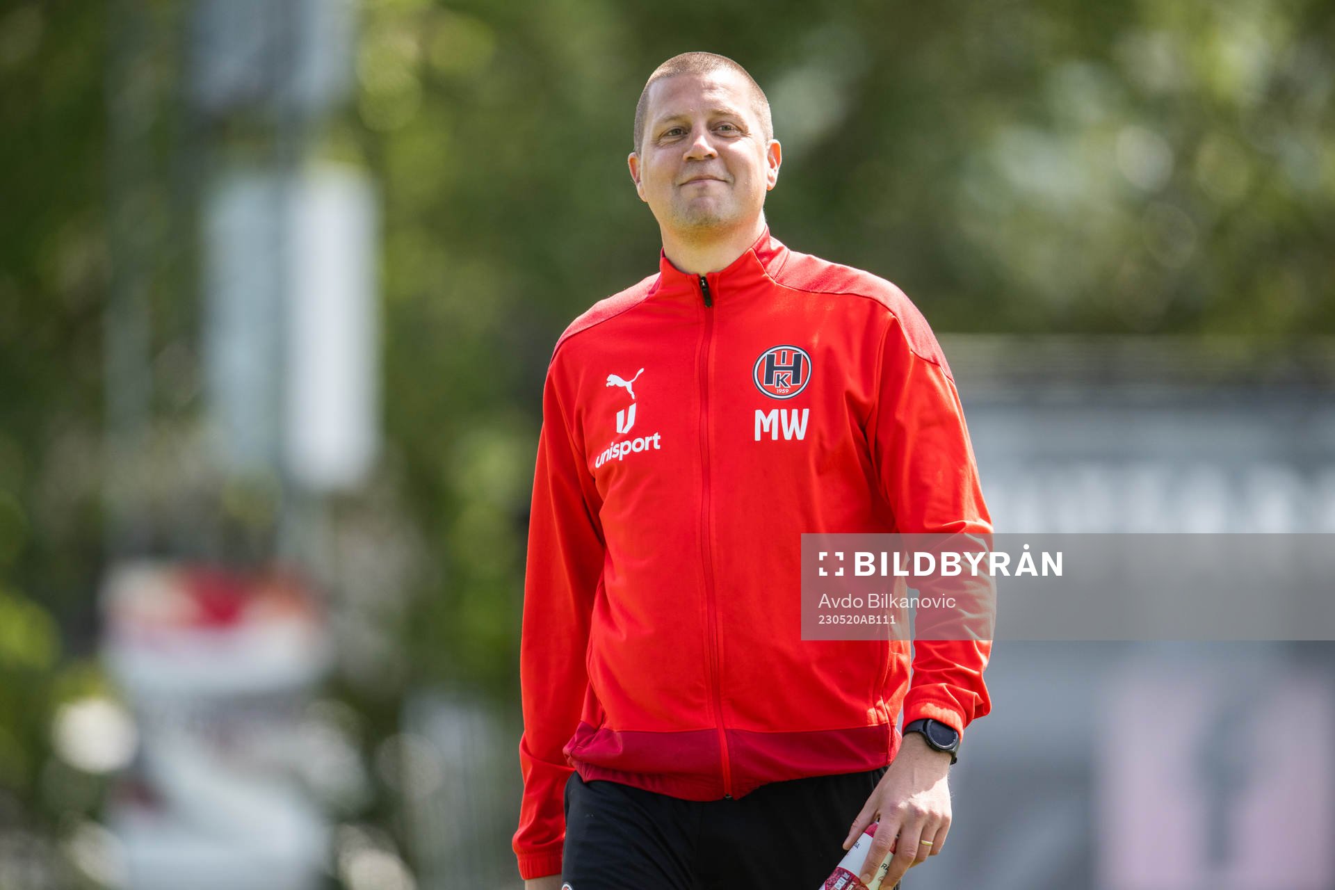Hittarp IKs tränare Mikael Wickander under fotbollsmatchen i Division 2 Västra mellan Hittarp IK och Nässjö FF den 20 maj 2023 i Hittarp. 