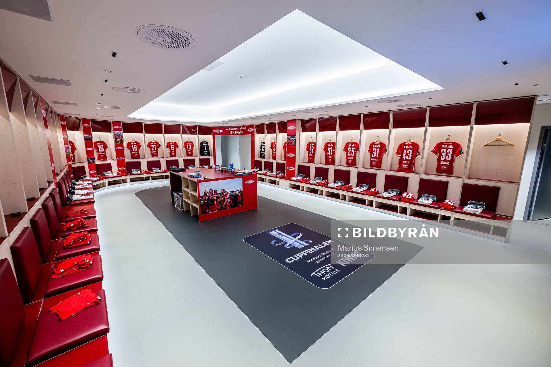 General interior view of the SK Brann dressing room at