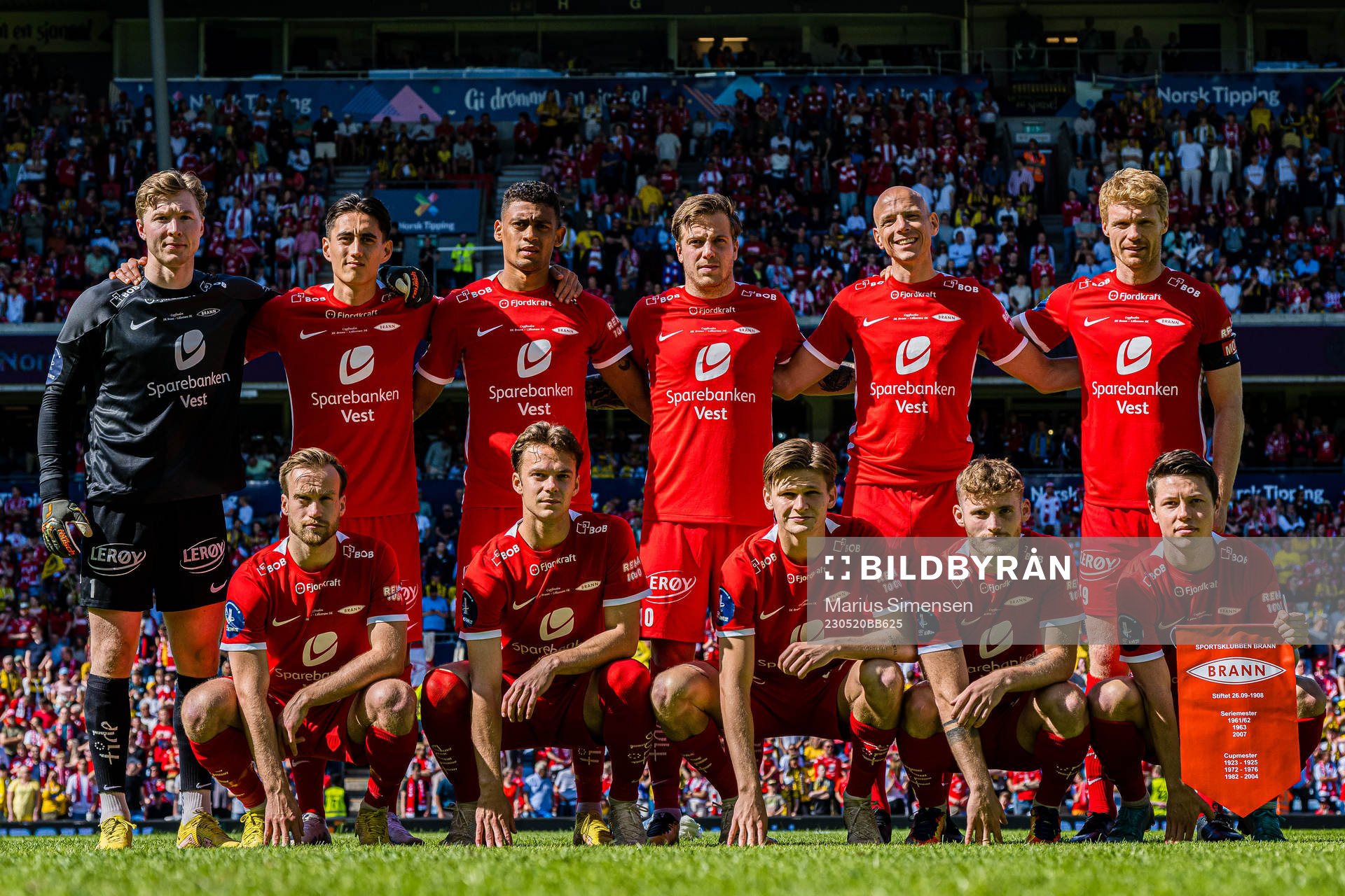 The starting eleven of Brann, from the top left; Mathias