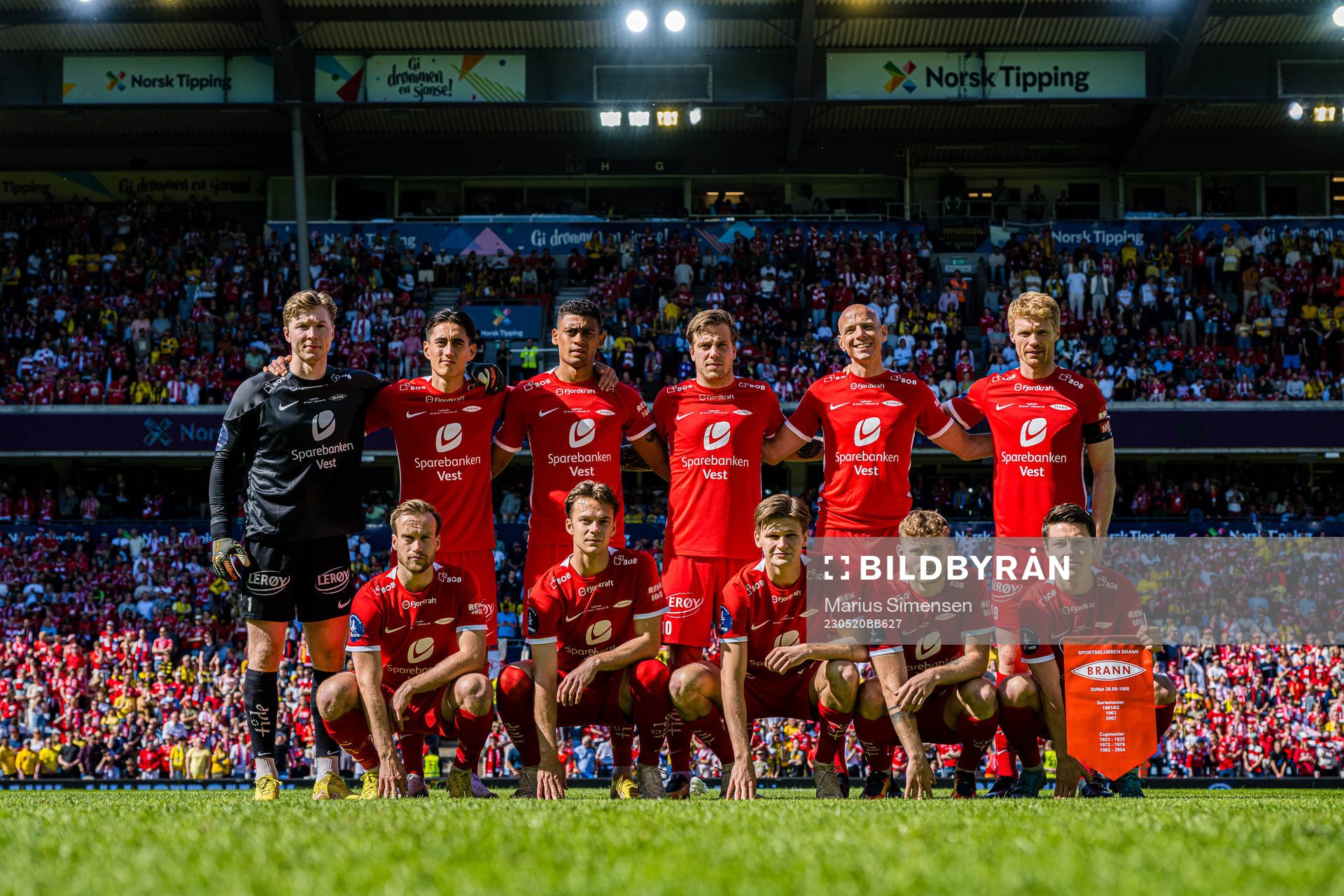 The starting eleven of Brann, from the top left; Mathias
