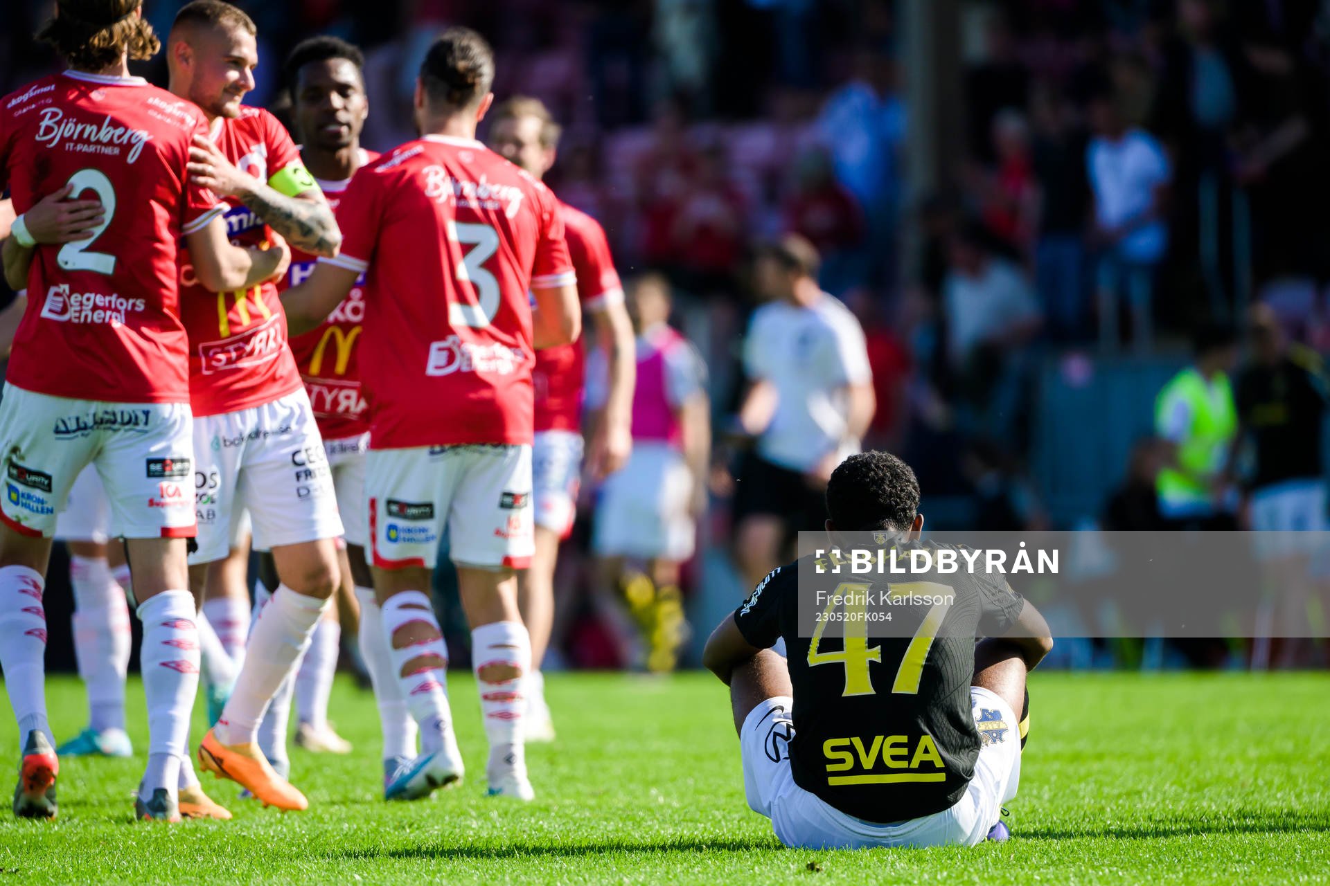 Degerfors Gustav Granath och Christos Gravius jublar