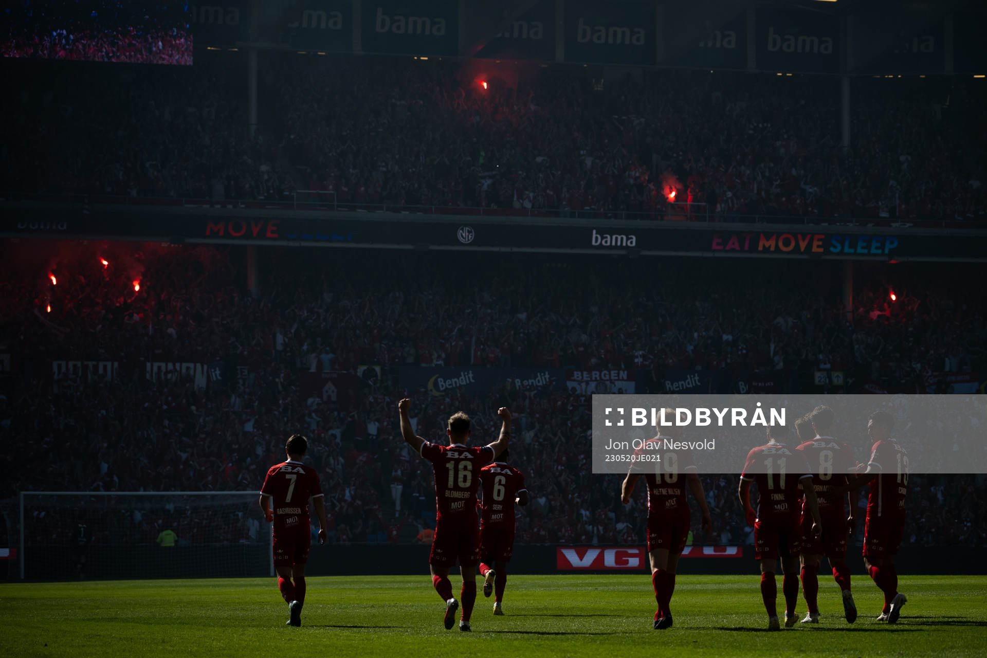 Ole Didrik Blomberg of Brann celebrates scoring 1-0