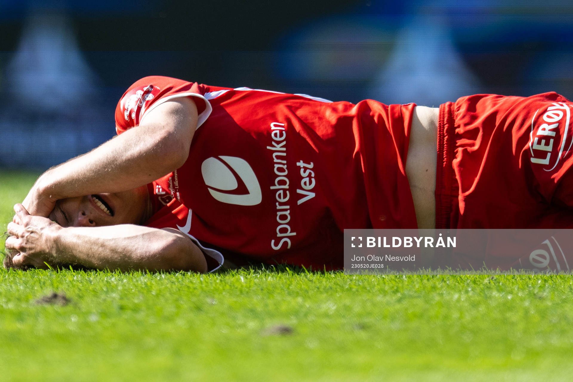 Felix Horn Myhre of Brann in pain
