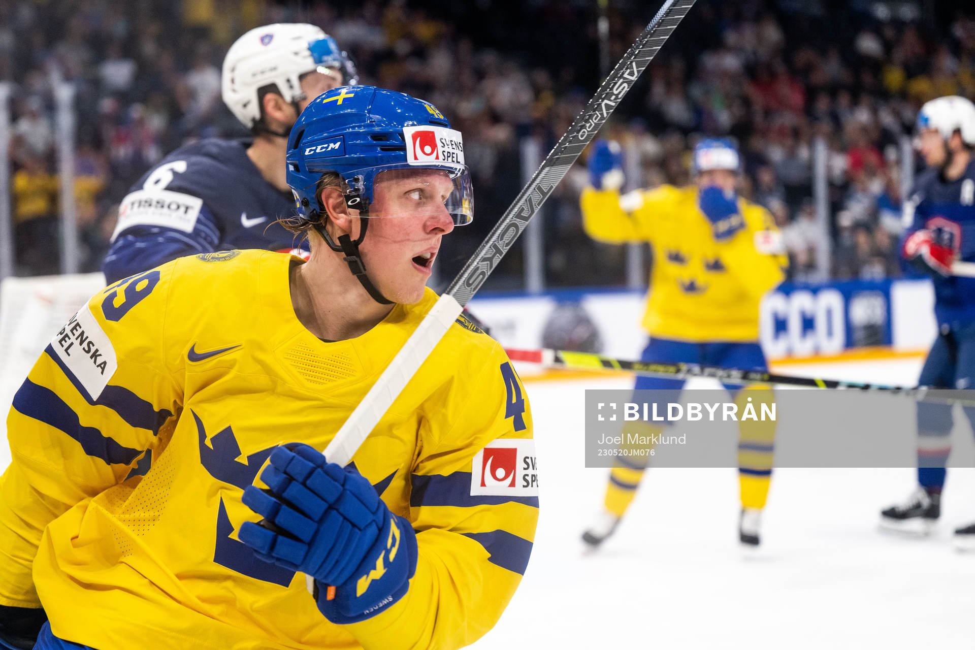 Fabian Zetterlund of Sweden celebrates scoring 2-0