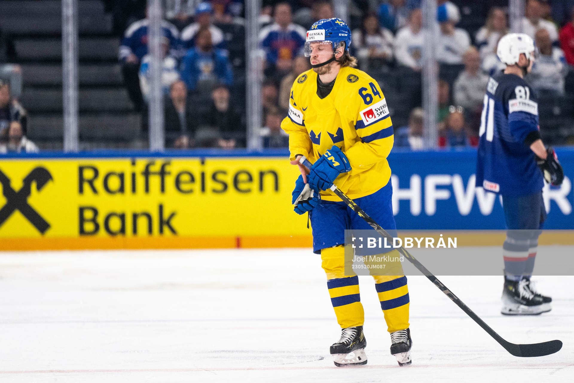 Jonathan Pudas of Sweden in pain