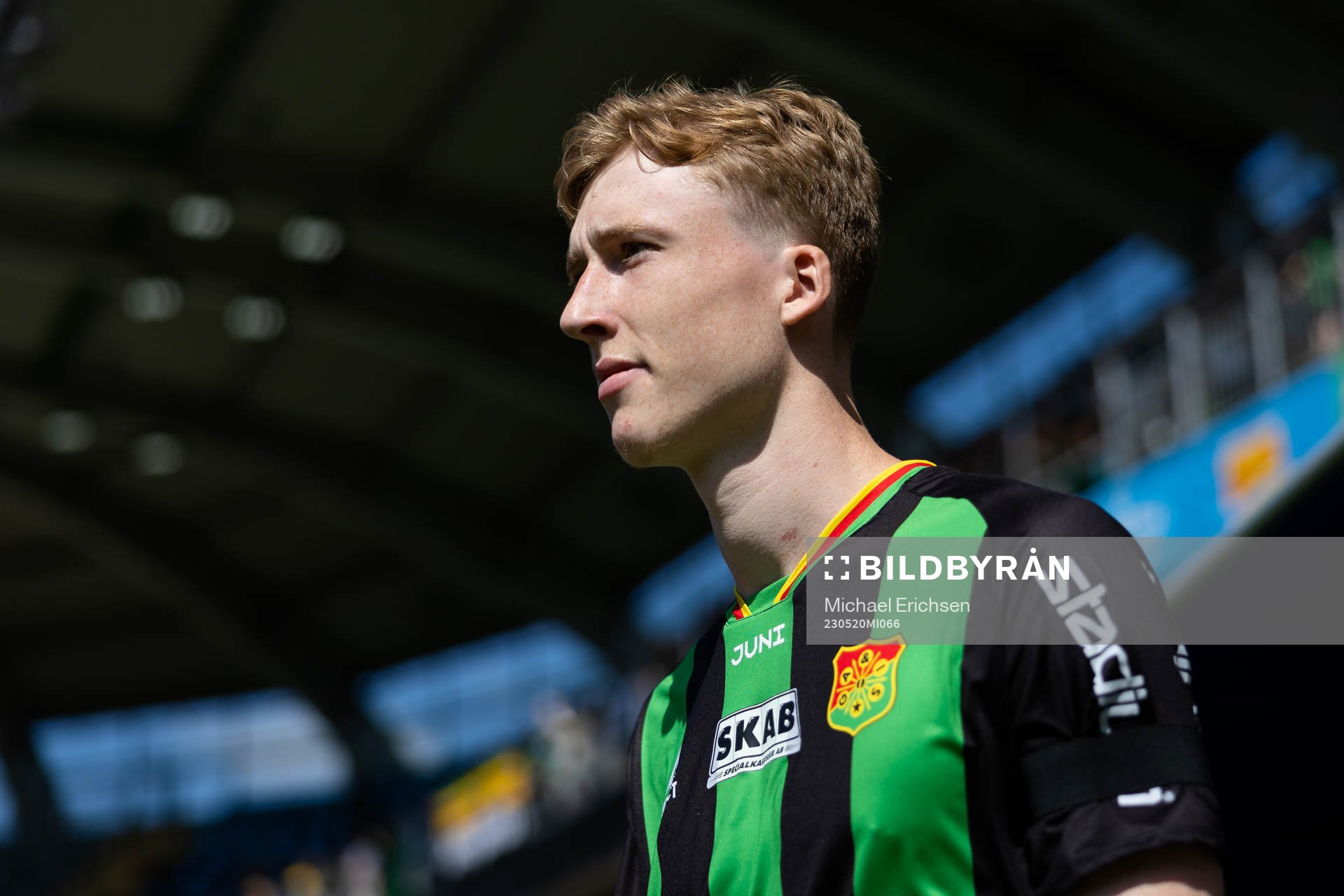 GAIS Filip Beckman innan fotbollsmatchen i Superettan