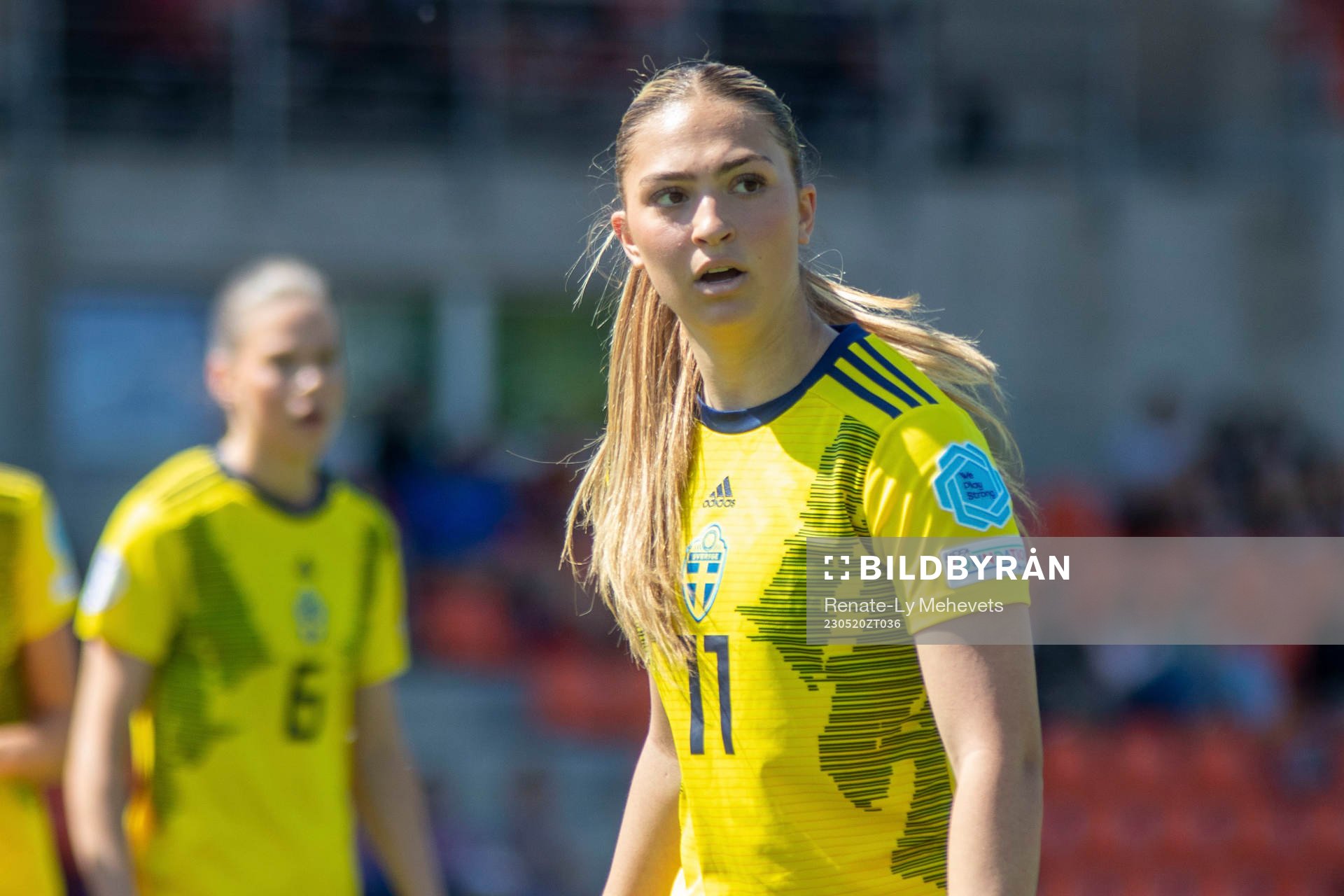 Olivia Ländin Sjöblom of Sweden during of the 2023 UEFA Women's Under-17 Championship match between Poland and Sweden on May 20, 2023 in Tartu.