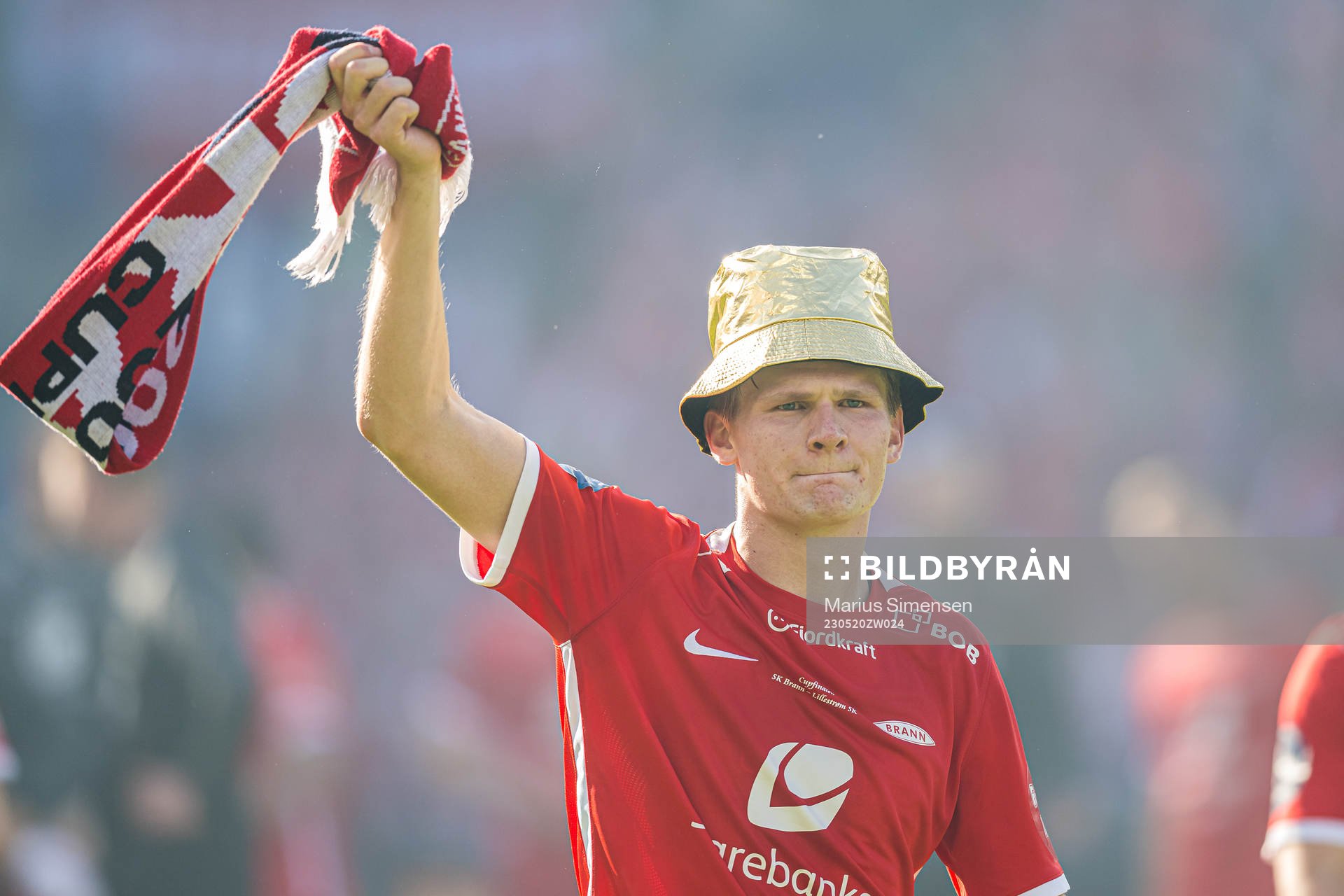 David Møller Wolfe of Brann celebrates after the cup final between Brann and Lillestrøm on May 20, 2023 in Oslo.