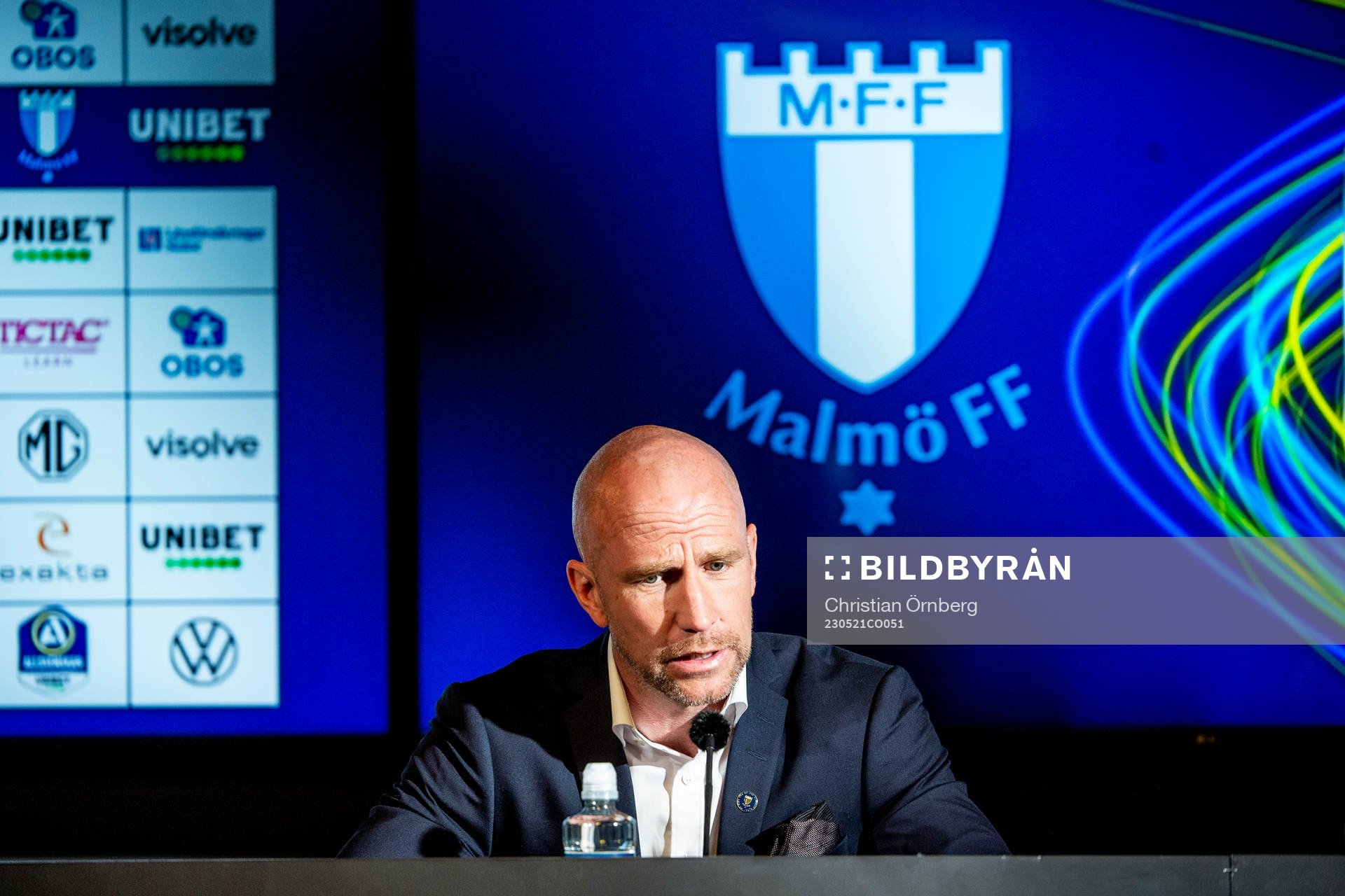 Malmö FFs tränare Henrik Rydström på en presskonferens