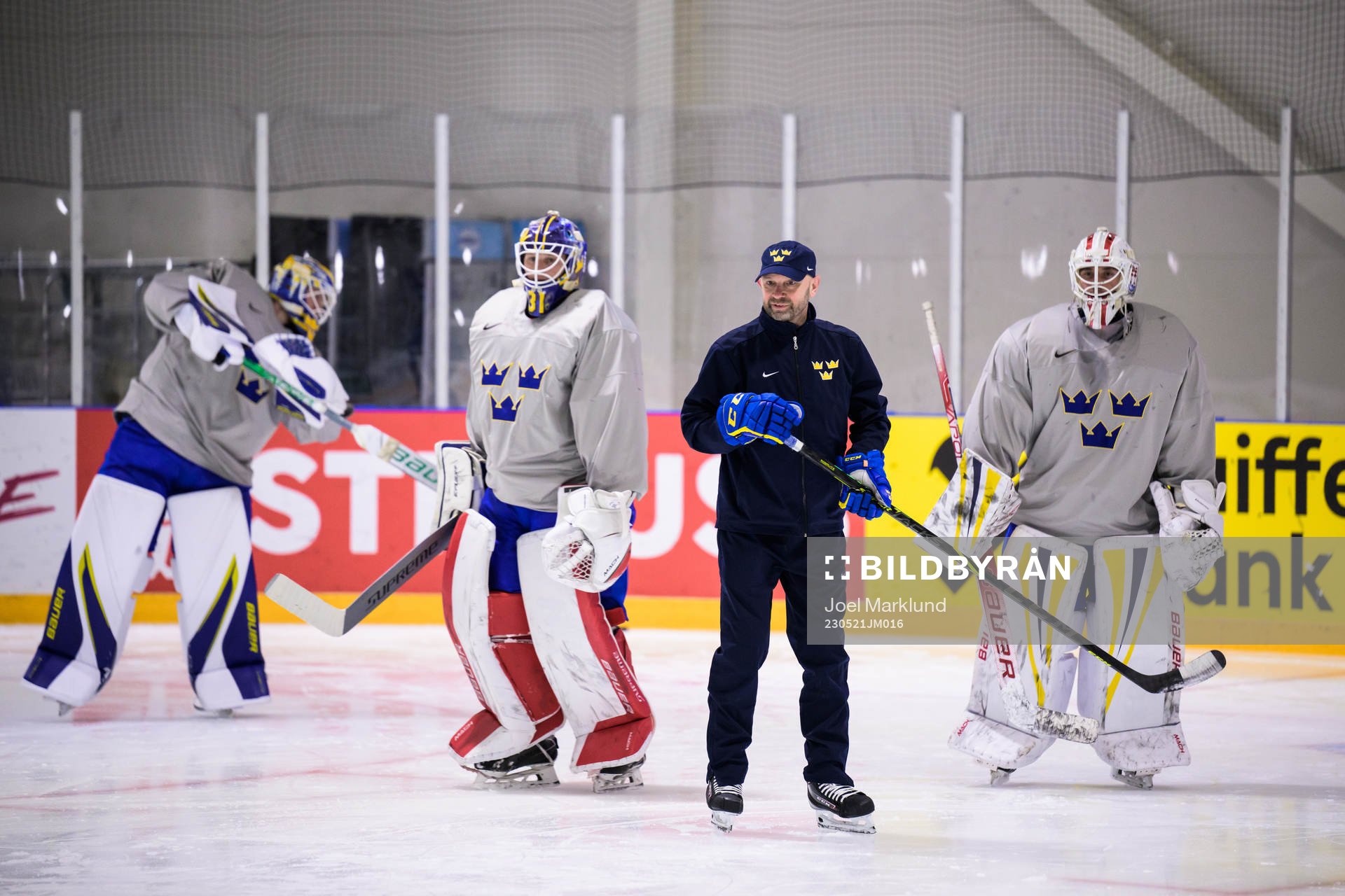 Goaltenders Jesper Wallstedt, Lars Johansson and Jacob