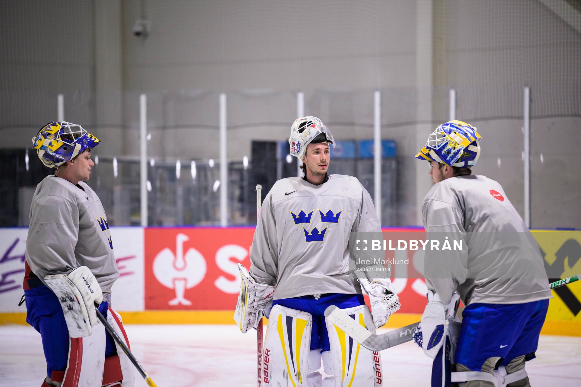 Goaltenders Lars Johansson, Jacob Johansson and Jesper