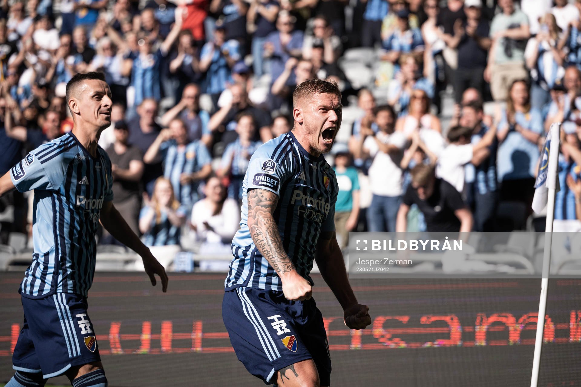 Djurgårdens Victor Edvardsen jublar