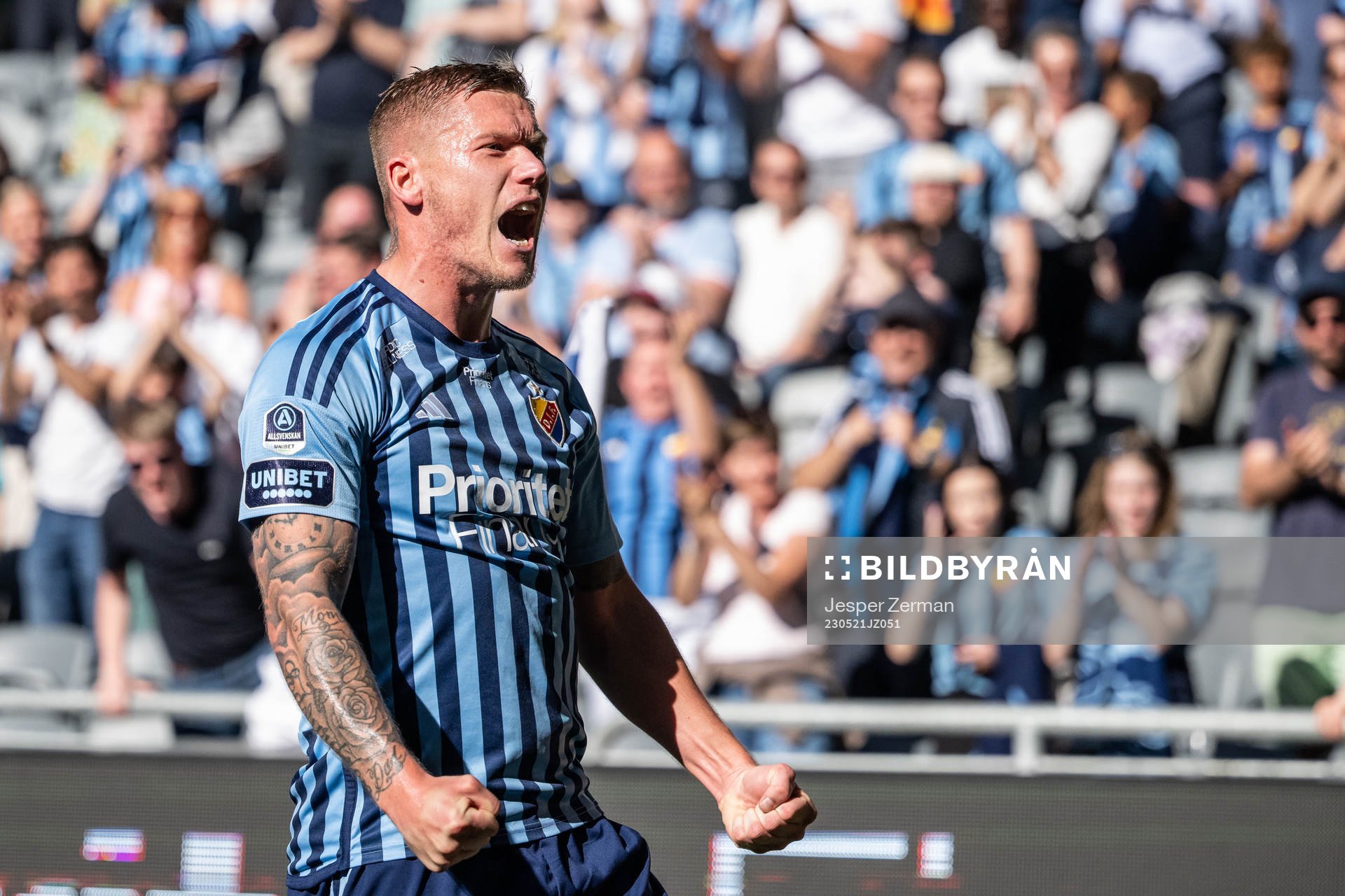 Djurgårdens Victor Edvardsen jublar