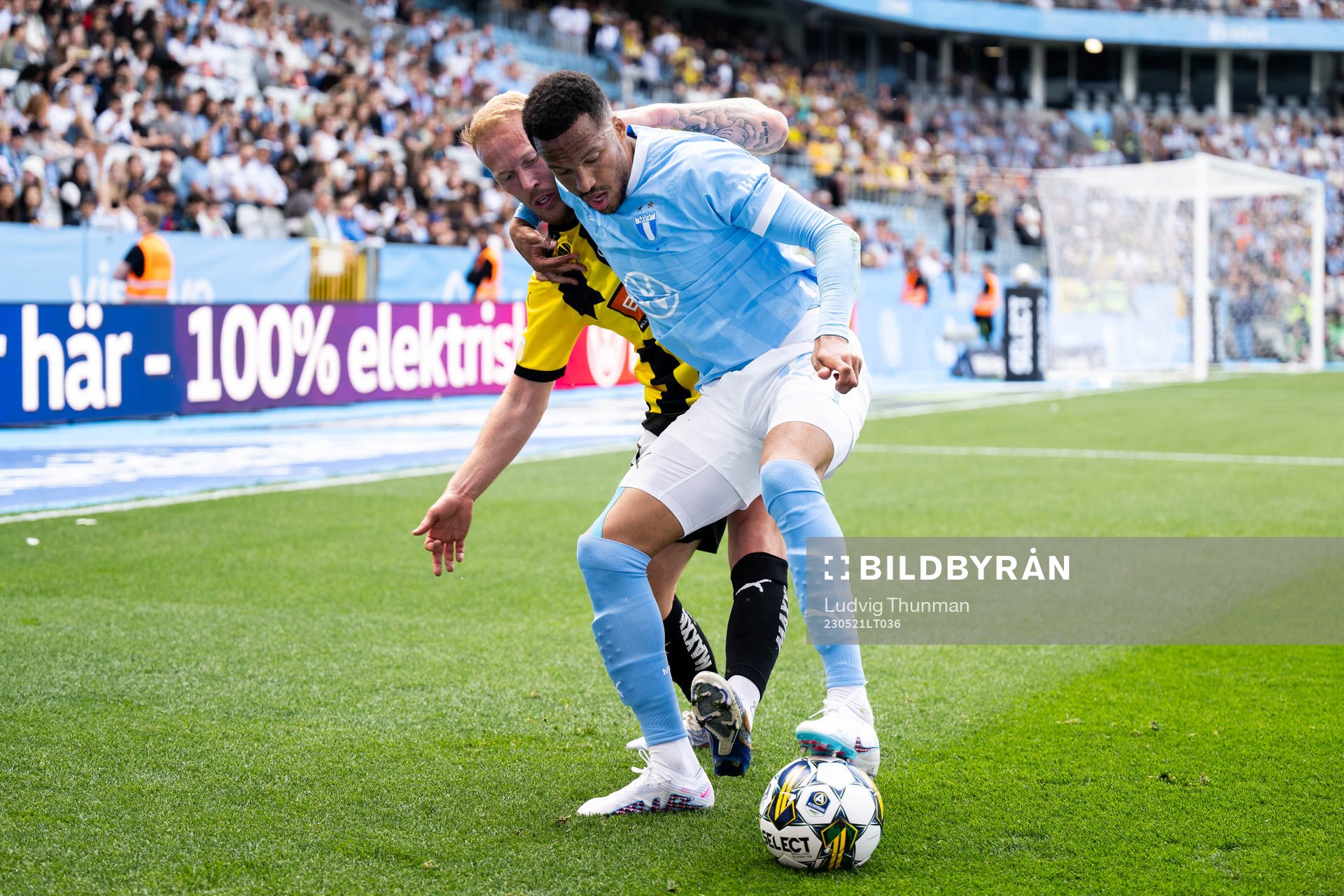 Häckens Mikkel Rygaard Jensen och Malmö FFs Martin Olsson