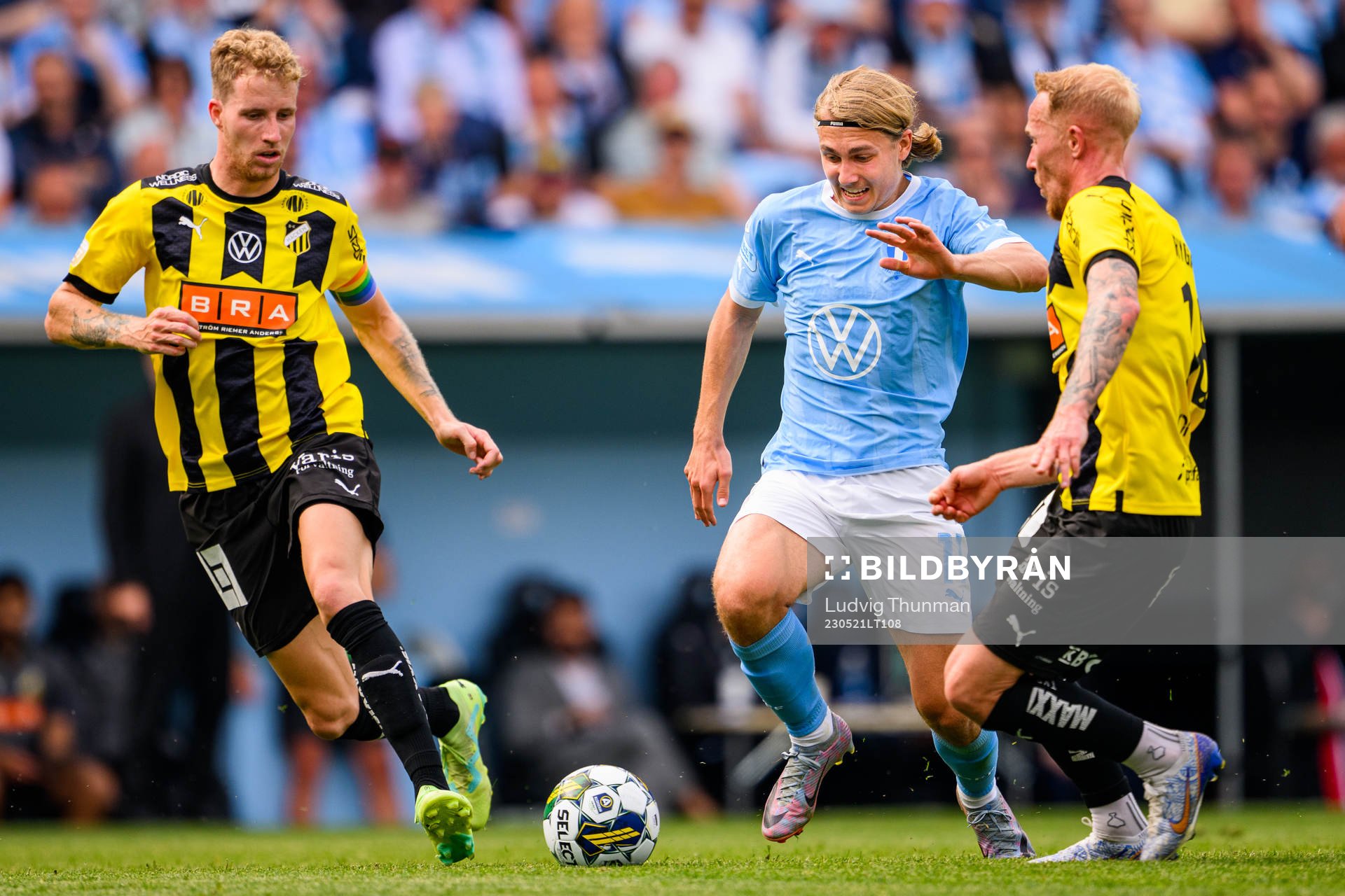 Häckens Samuel Gustafson och Malmö FFs Sebastian Nanasi
