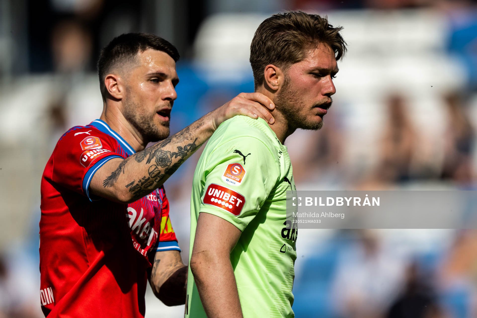 Helsingborgs Oliver Stojanovic Fredin och målvakt Kalle