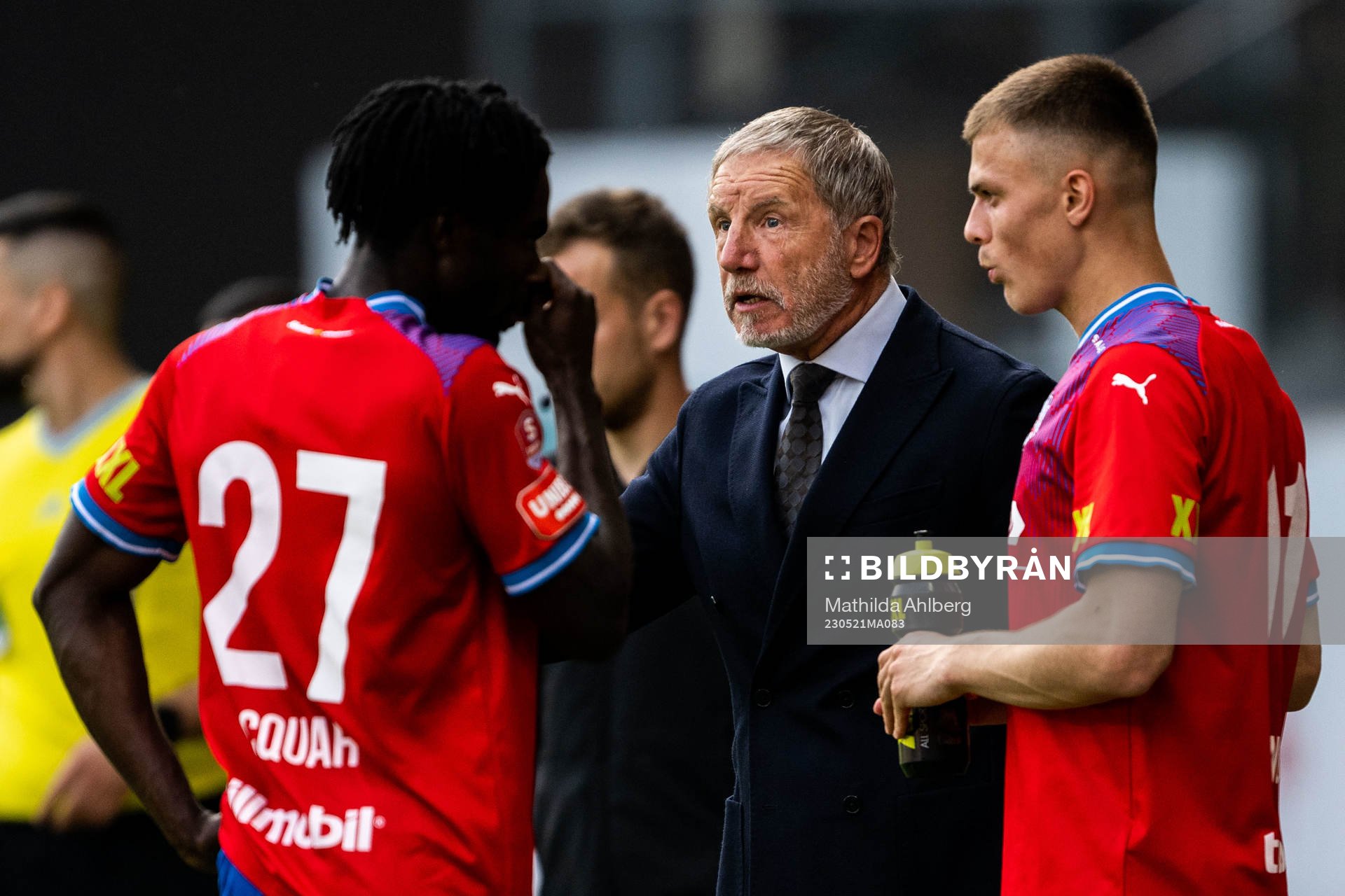 Helsingborgs Benjamin Acquah, tränare Stuart Baxter och