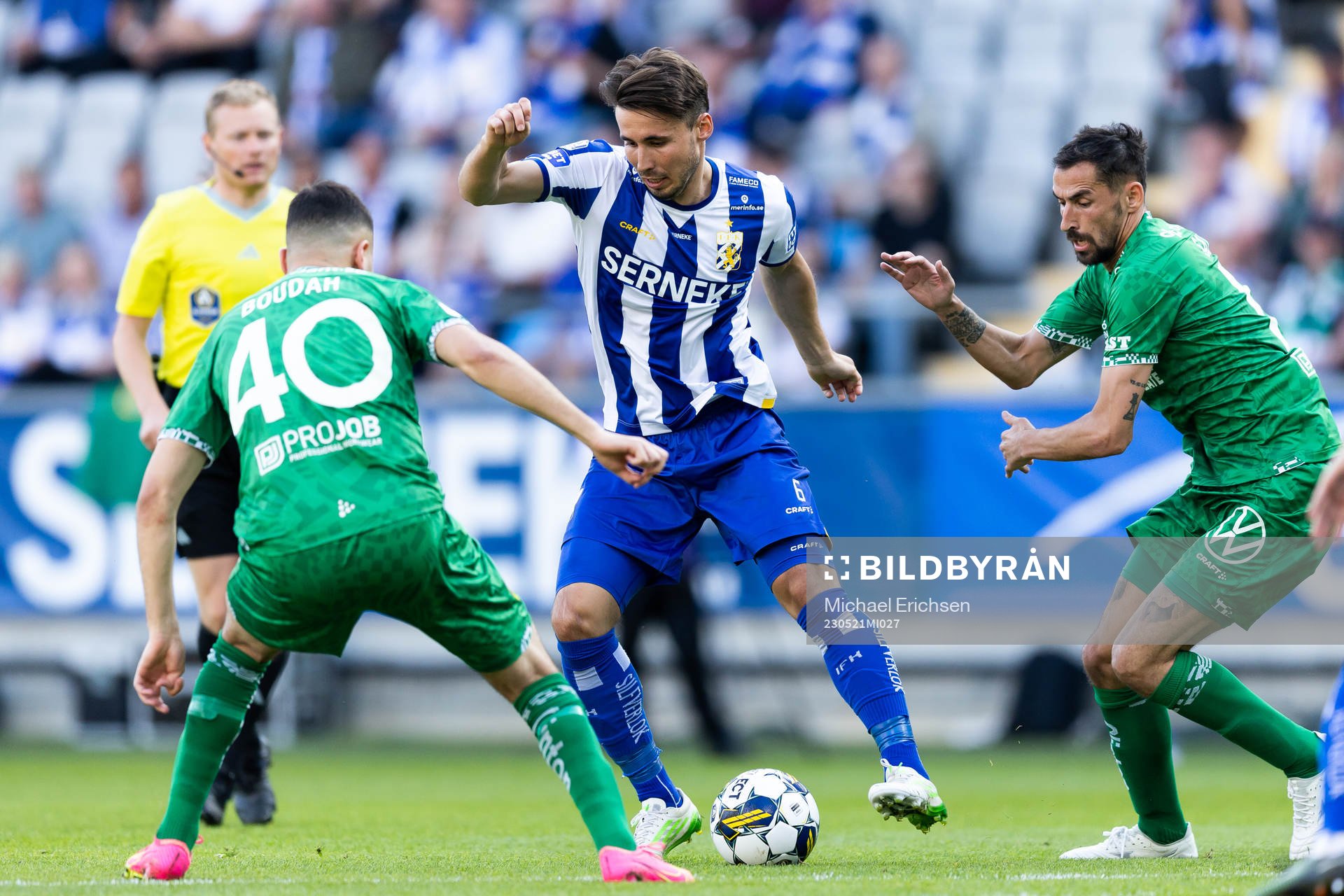 Hammarbys Abdelrahman Boudah Saidi och Loret Sadiku mot IFK