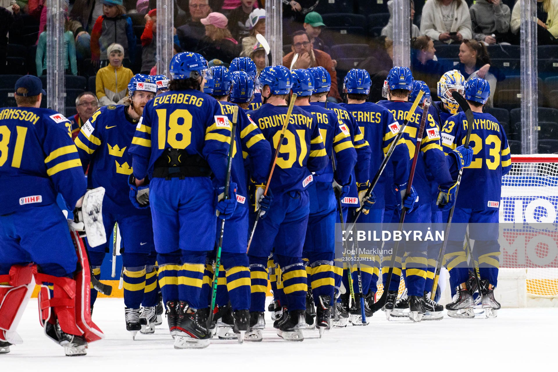 The Swedish players celebrate
