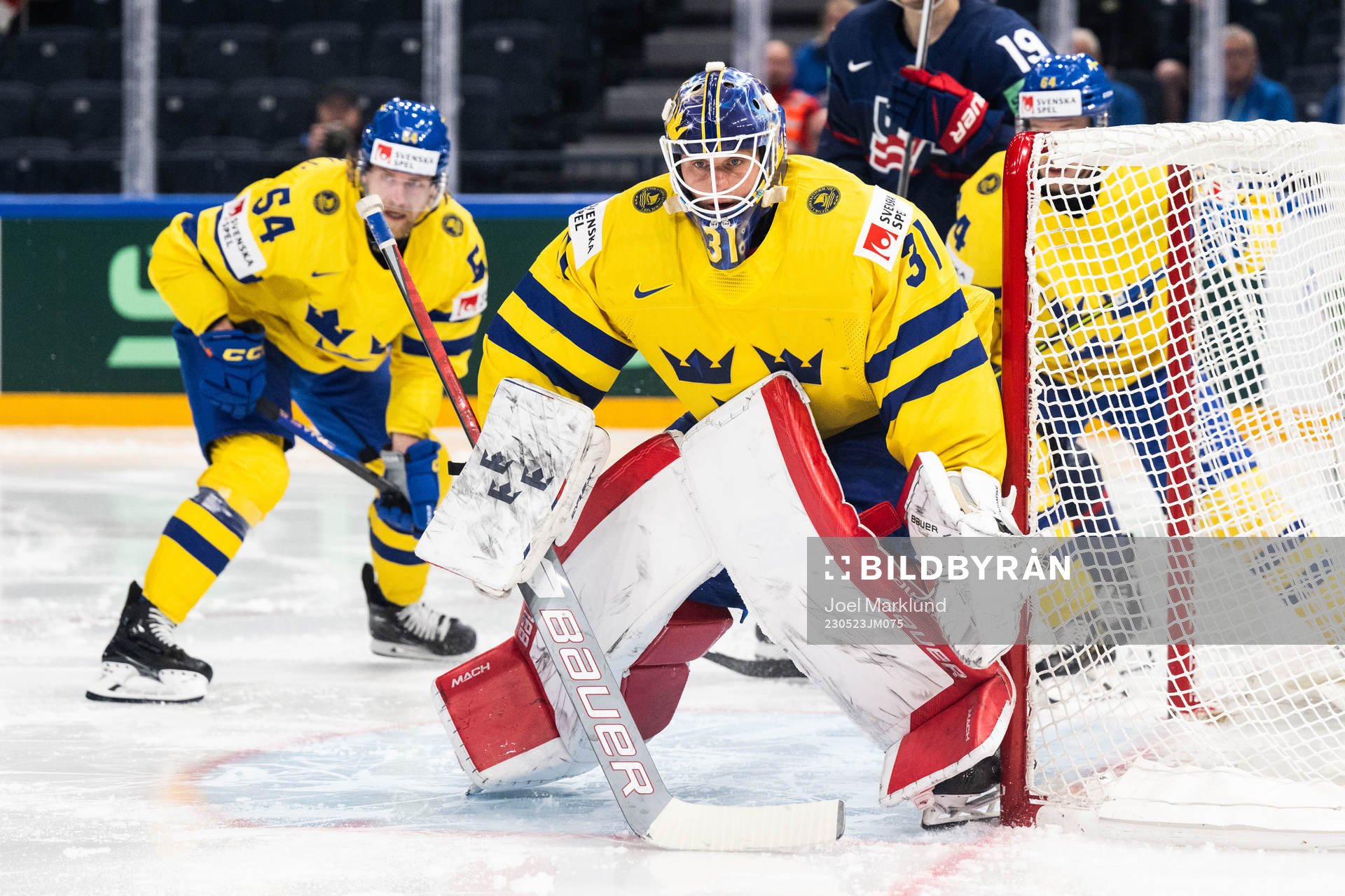 Goaltender Lars Johansson of Sweden