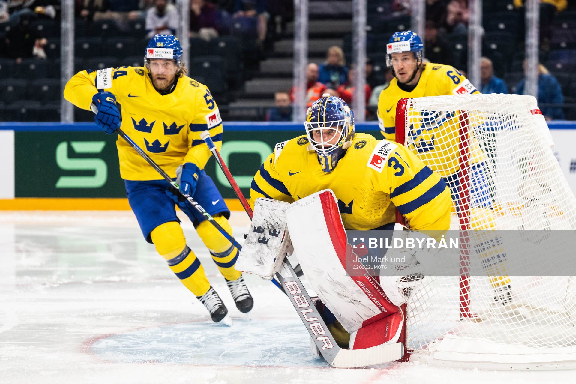 Anton Lindholm, goaltender Lars Johansson and Jonathan