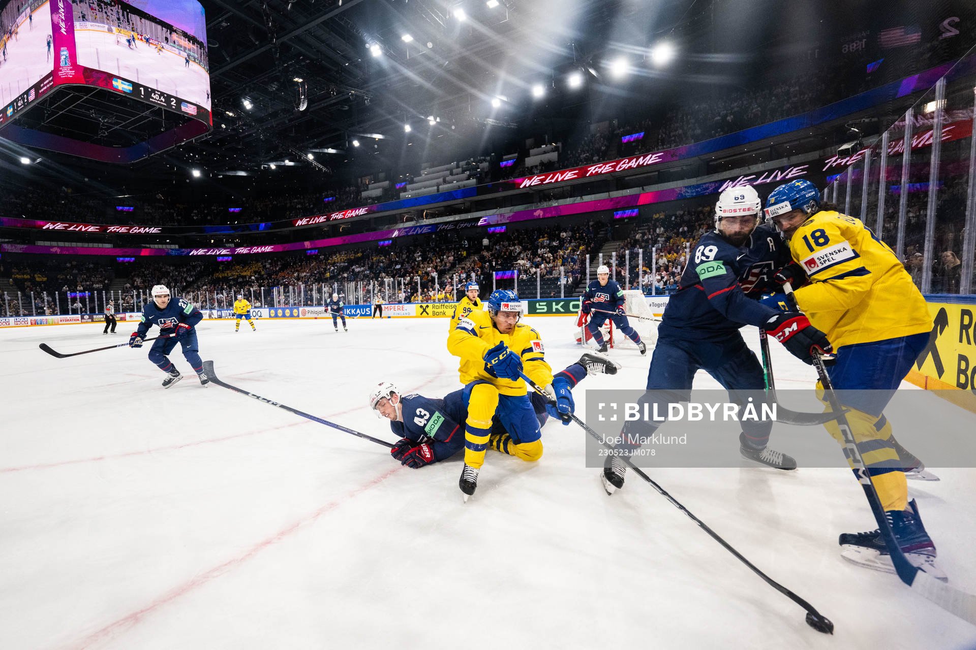 Tyler Kleven and Alex Tuch of USA against Pär Lindholm and