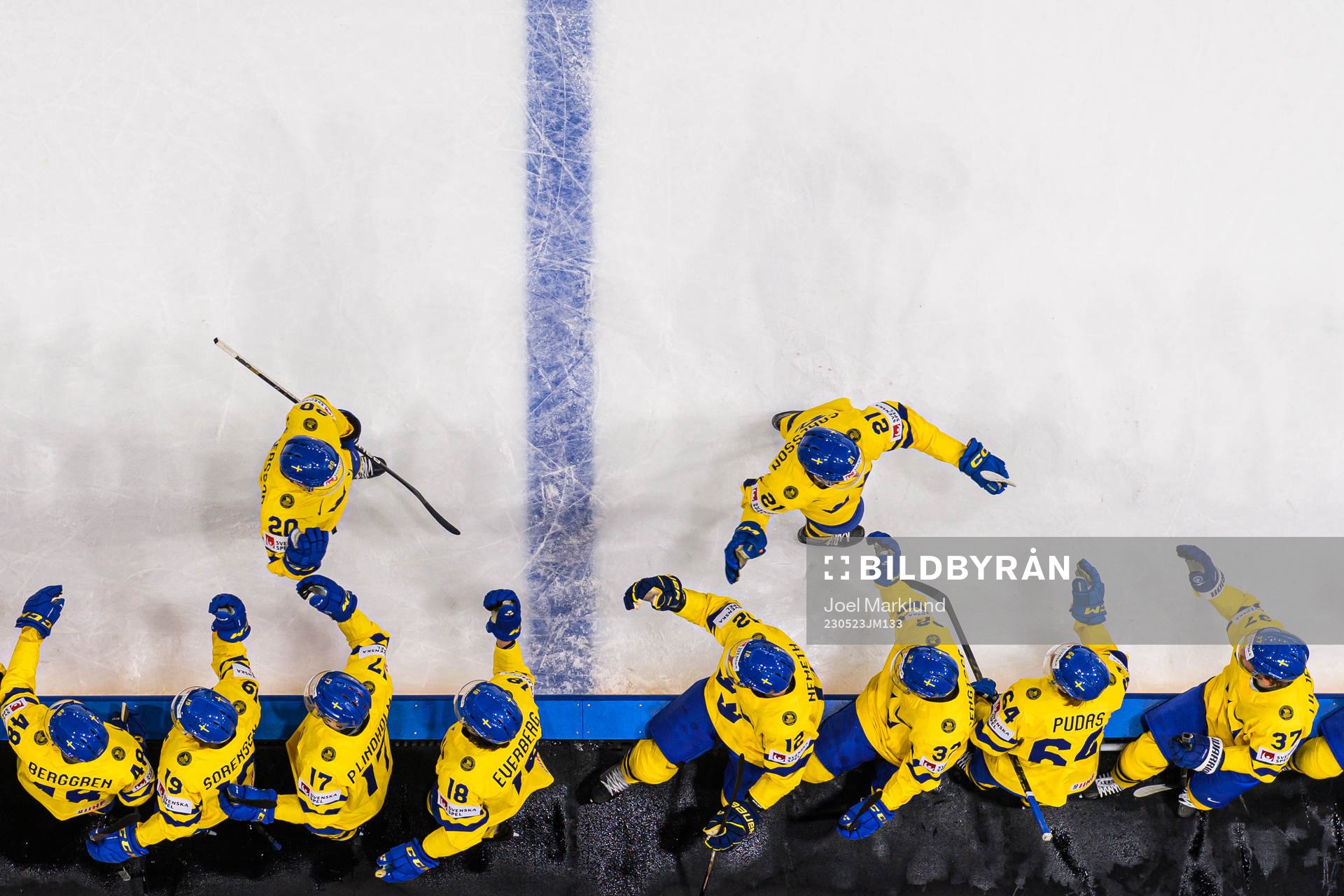 André Petersson and Leo Carlsson of Sweden celebrate with