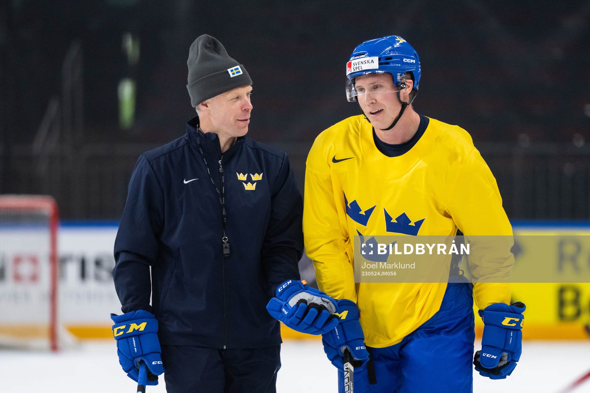 assistant coach Nicklas Rahm and Dennis Rasmussen of Sweden