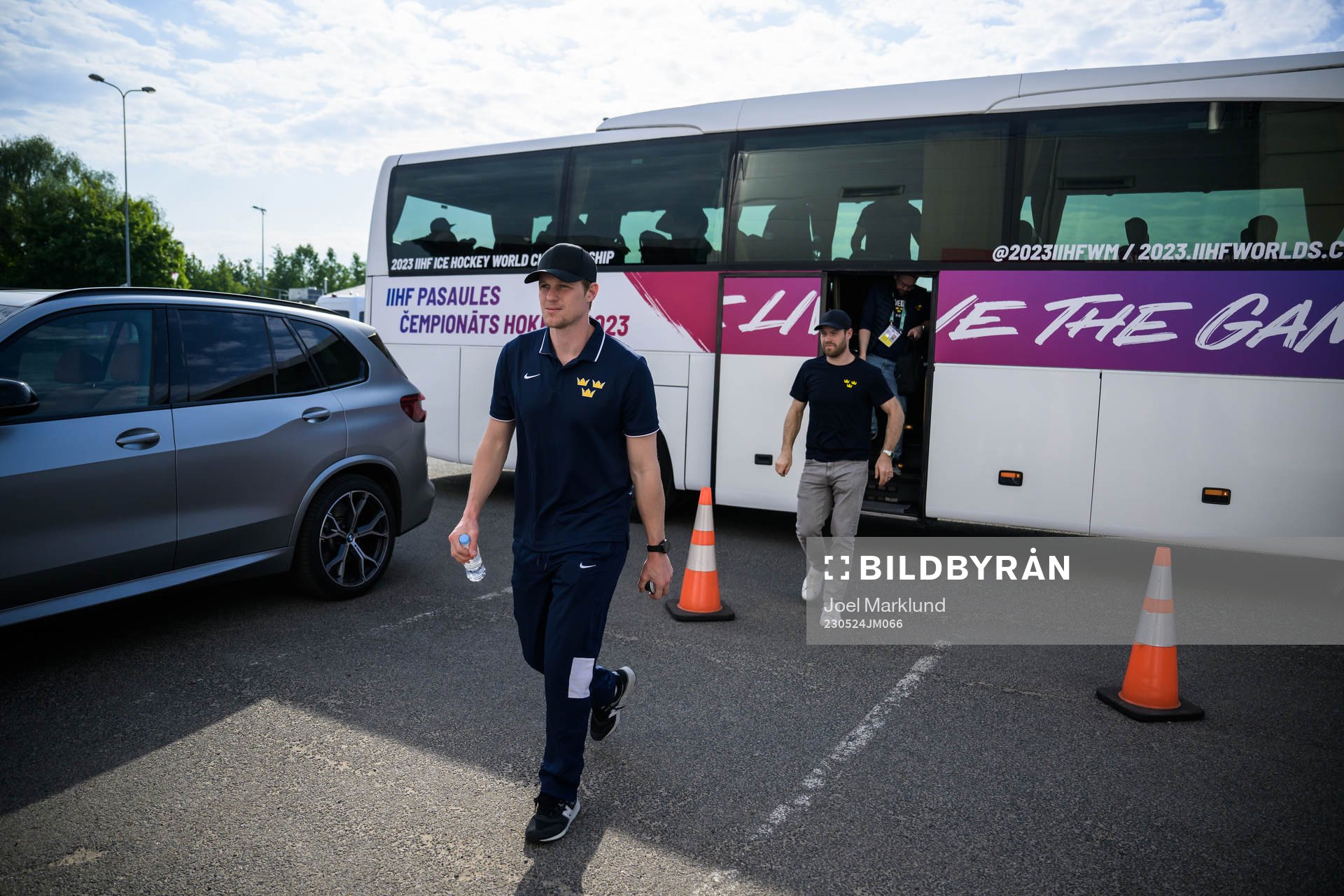 Goaltender Lars Johansson of Sweden arrives to the arena