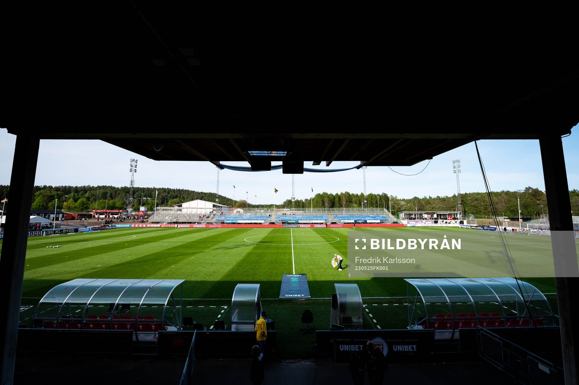 Vy över Stora Valla inför fotbollsmatchen i Allsvenskan mellan Degerfors och Hammarby den 25 maj 2023 i Degerfors. 