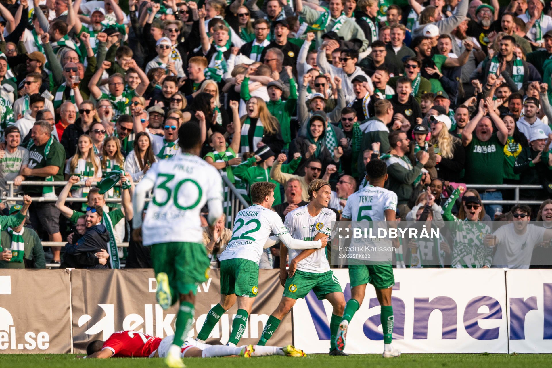 Hammarbys Markus Karlsson jublar med lagkamrater