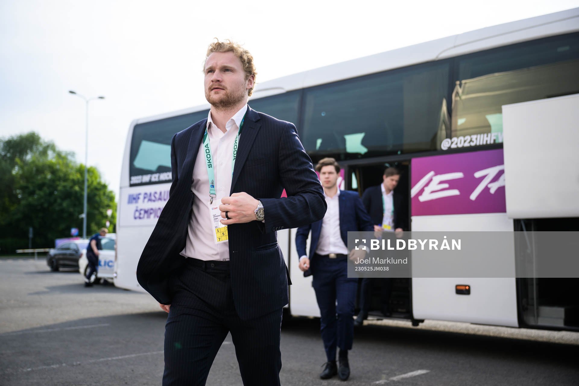 Carl Grundström of Sweden arrives to the arena for the