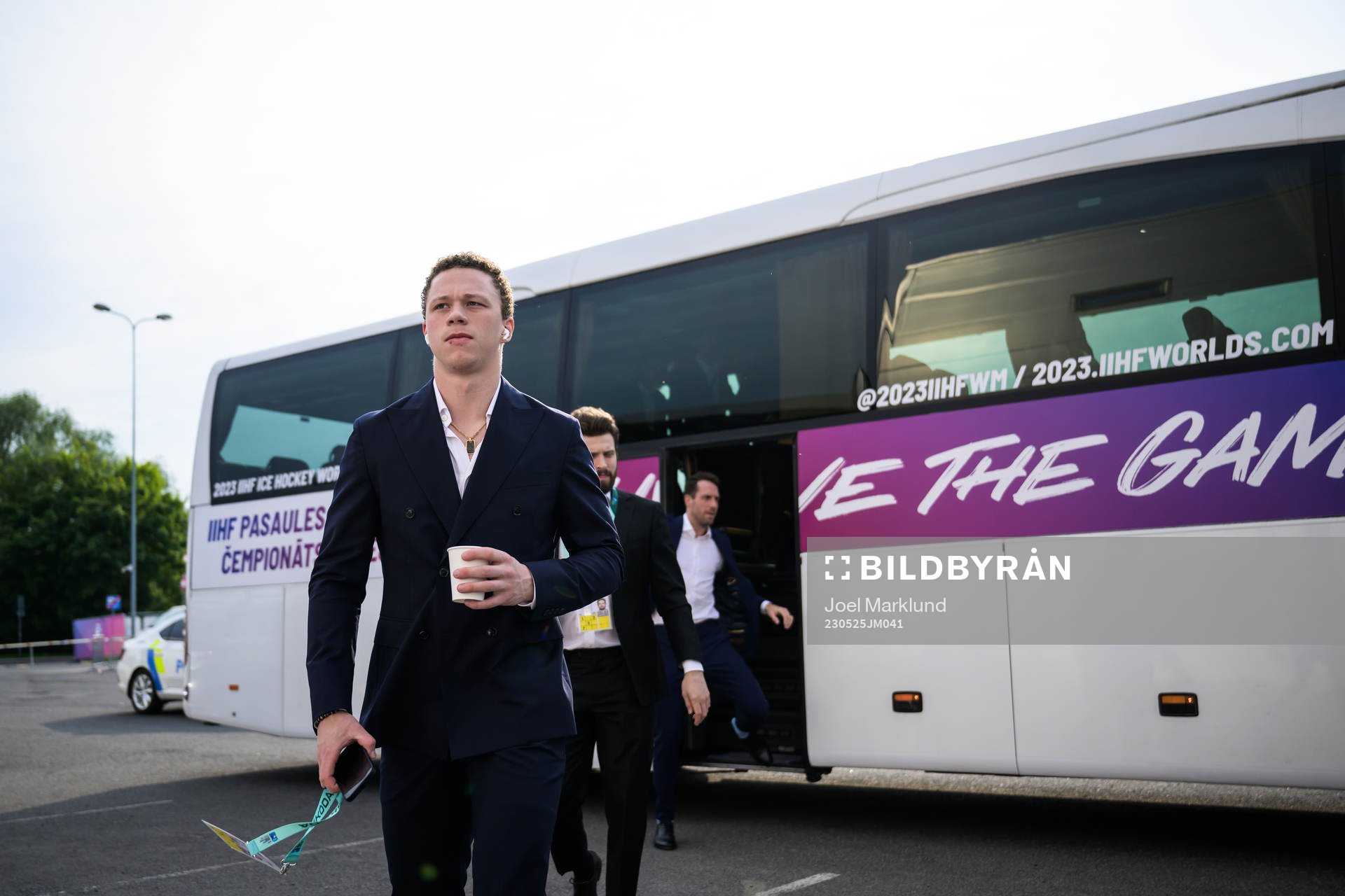 Lucas Raymond of Sweden arrives to the arena for the 2023