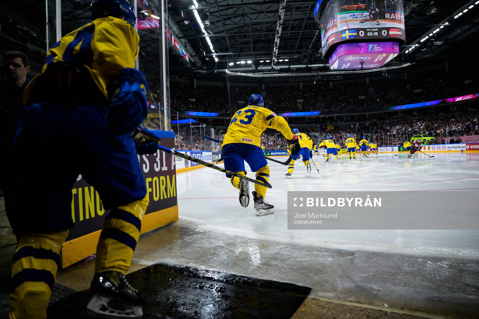 Lucas Raymond of Sweden enters the ice for the 2023 IIHF