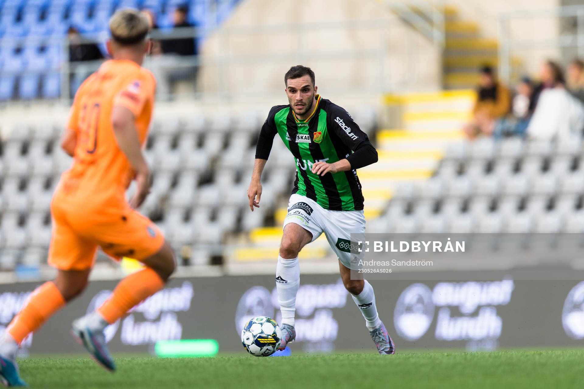 GAIS Egzon Binaku under fotbollsmatchen i Superettan mellan AFC Eskilstuna och GAIS den 26 maj 2023 i Eskilstuna. 