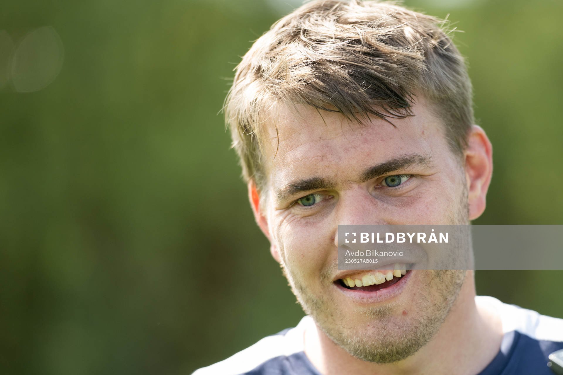 Staffanstorps David Åstrand under fotbollsmatchen i Division 4 södra mellan Staffanstorps United och Vellinge FF den 27 maj 2023 i Staffanstorp.