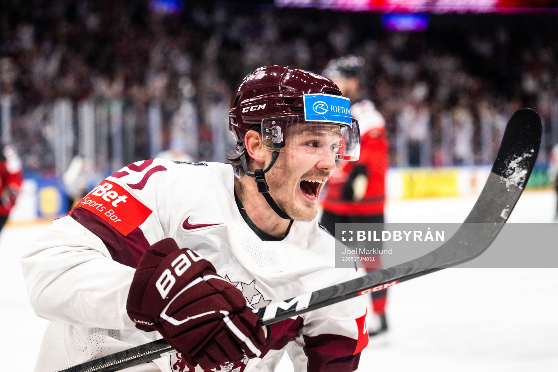 Rudolfs Balcers of Latvia celebrates