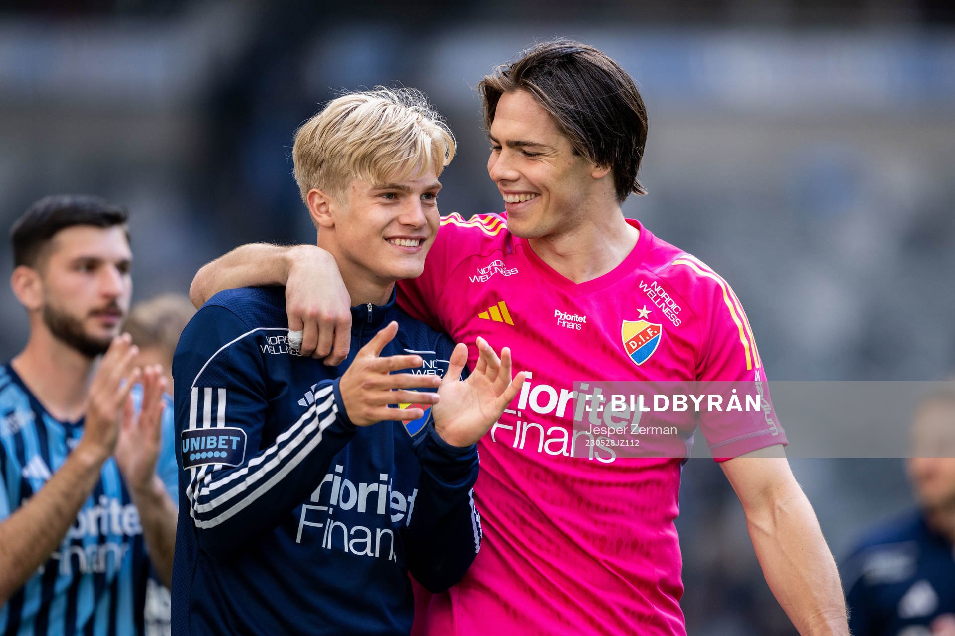 Djurgårdens Lucas Bergvall och målvakt Jacob Widell