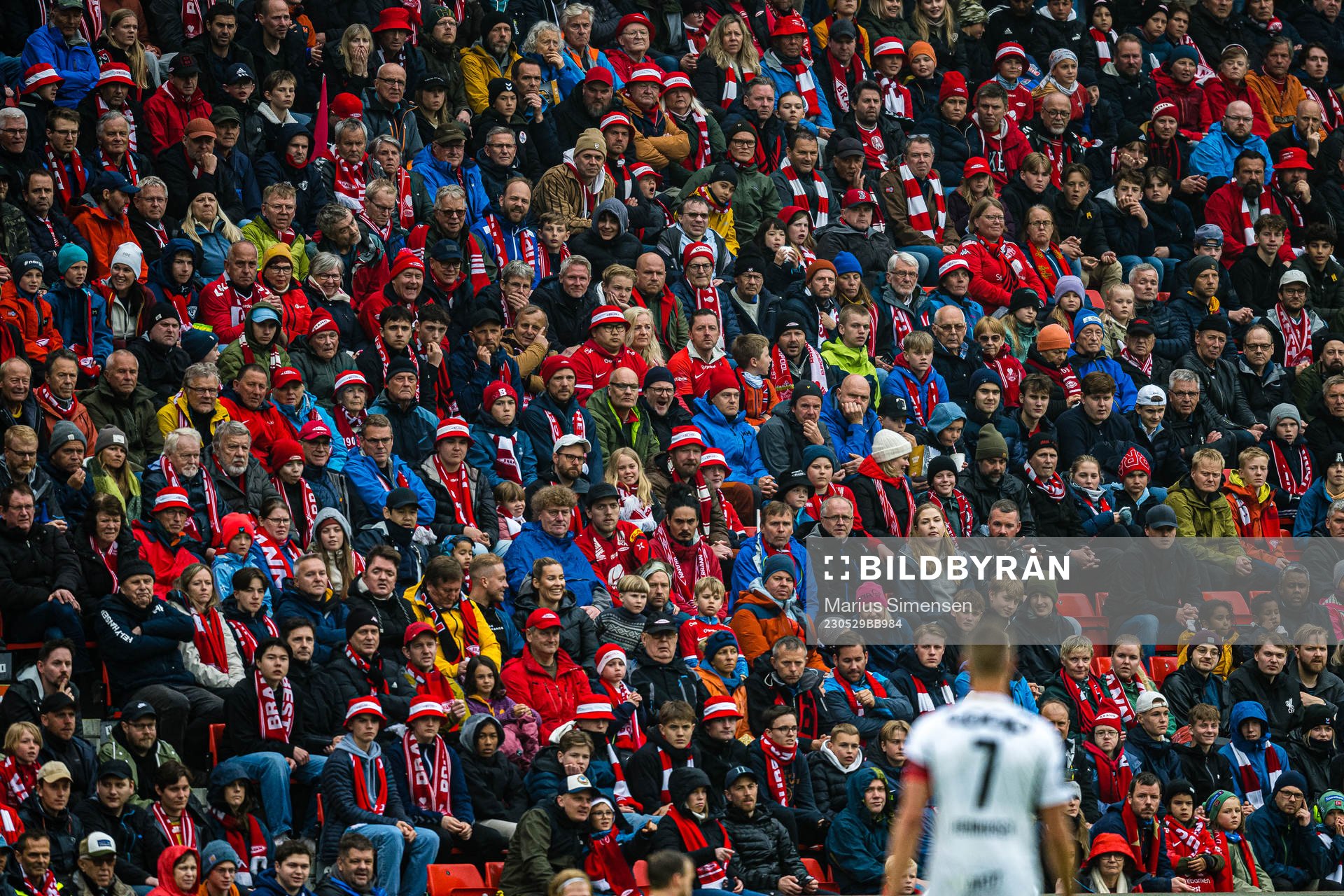 Spectators in the stands at Brann Stadion