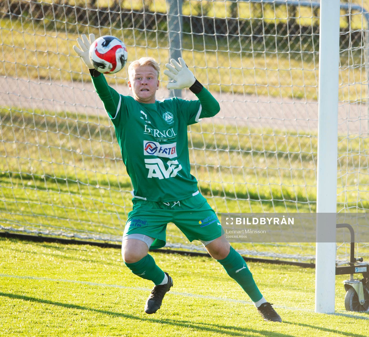 Bjärnums målvakt Jacob Holmberg i matchen i DM mellan IFK