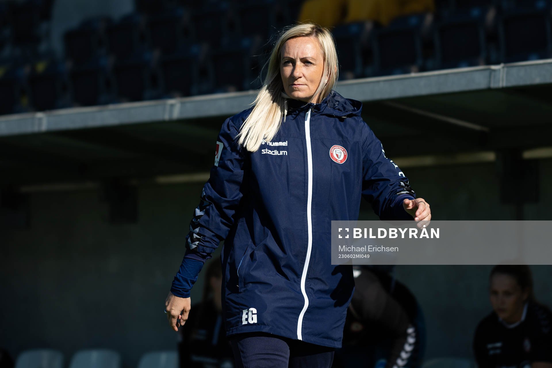 Kristianstads tränare Elisabet Gunnarsdottir innan fotbollsmatchen i Damallsvenskan mellan Häcken och Kristianstad den 2 juni 2023 i Göteborg.