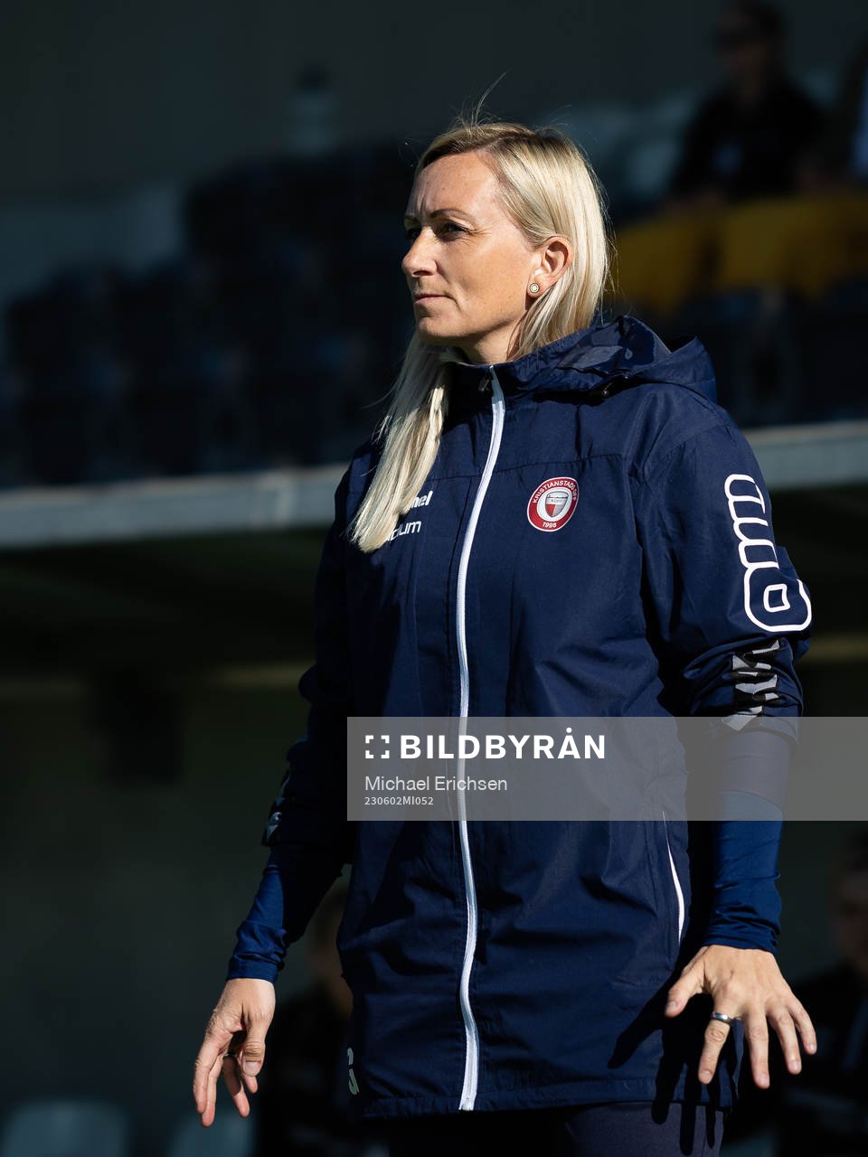 Kristianstads tränare Elisabet Gunnarsdottir innan fotbollsmatchen i Damallsvenskan mellan Häcken och Kristianstad den 2 juni 2023 i Göteborg.