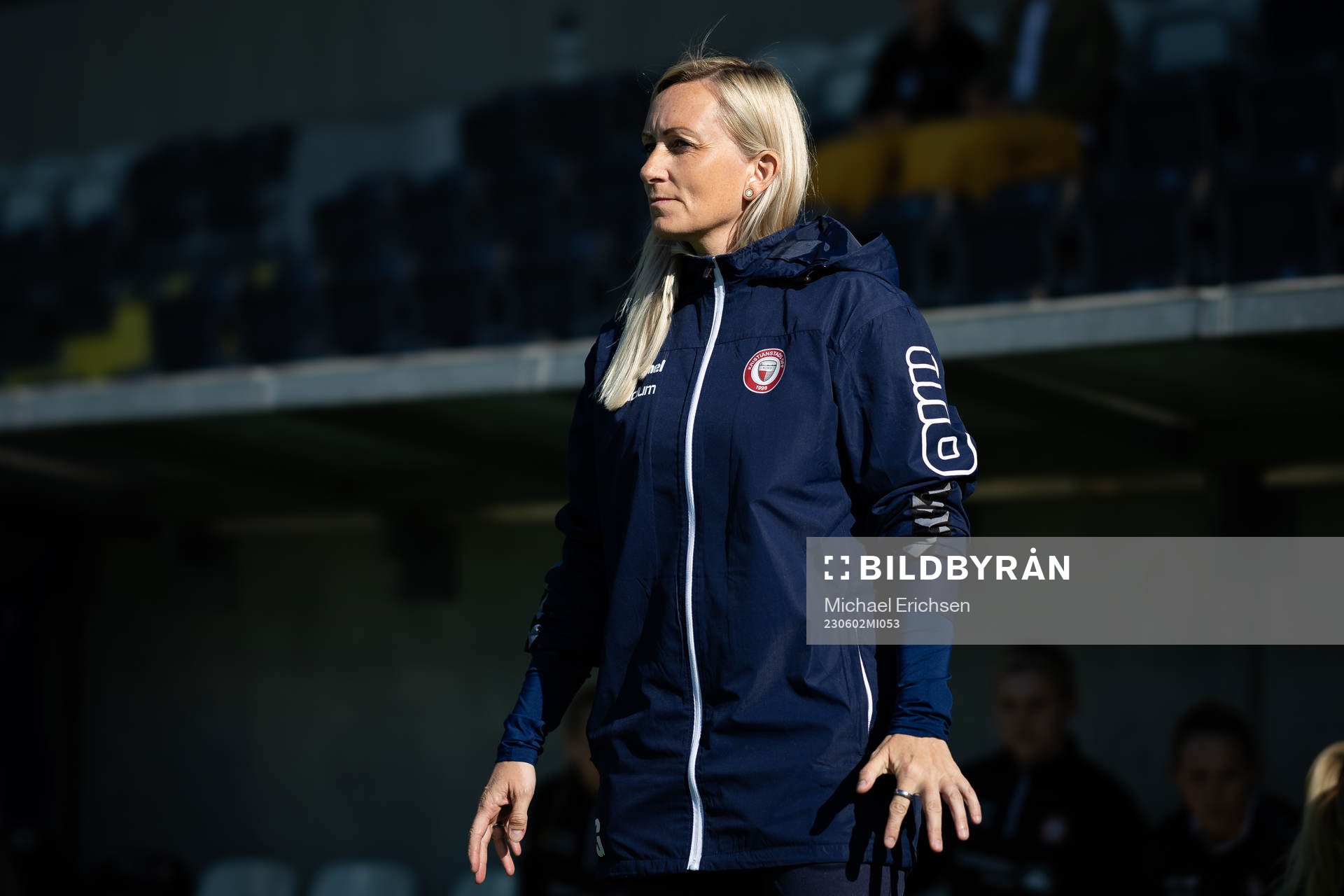 Kristianstads tränare Elisabet Gunnarsdottir innan fotbollsmatchen i Damallsvenskan mellan Häcken och Kristianstad den 2 juni 2023 i Göteborg.