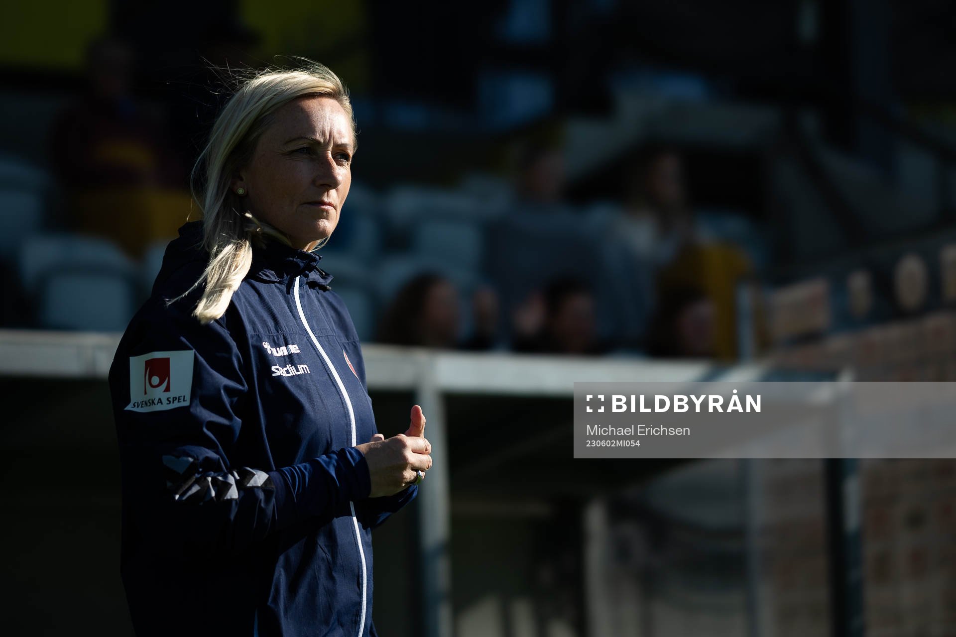 Kristianstads tränare Elisabet Gunnarsdottir innan fotbollsmatchen i Damallsvenskan mellan Häcken och Kristianstad den 2 juni 2023 i Göteborg.