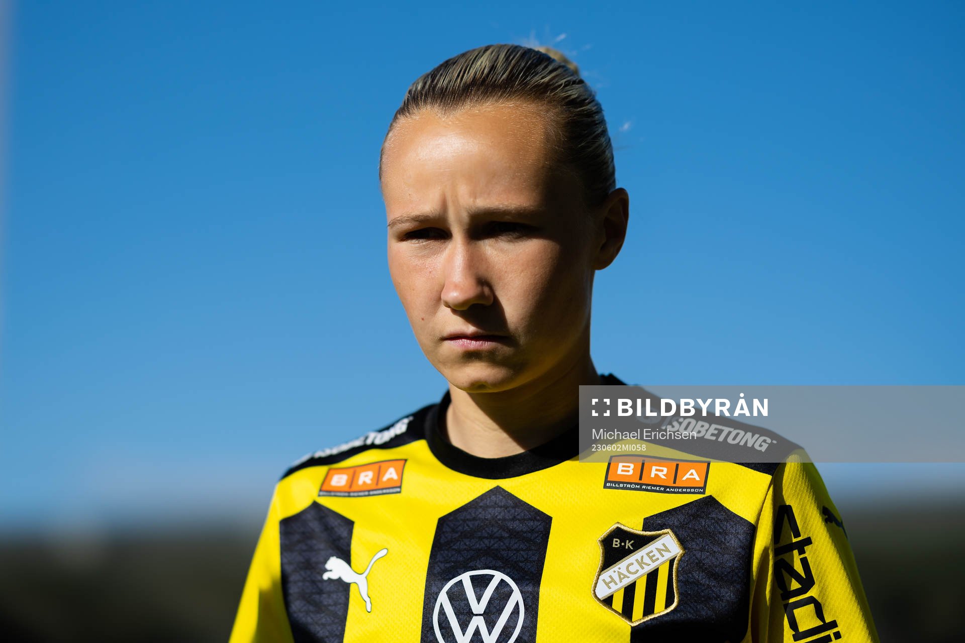 Häckens Marika Bergman Lundin innan  fotbollsmatchen i